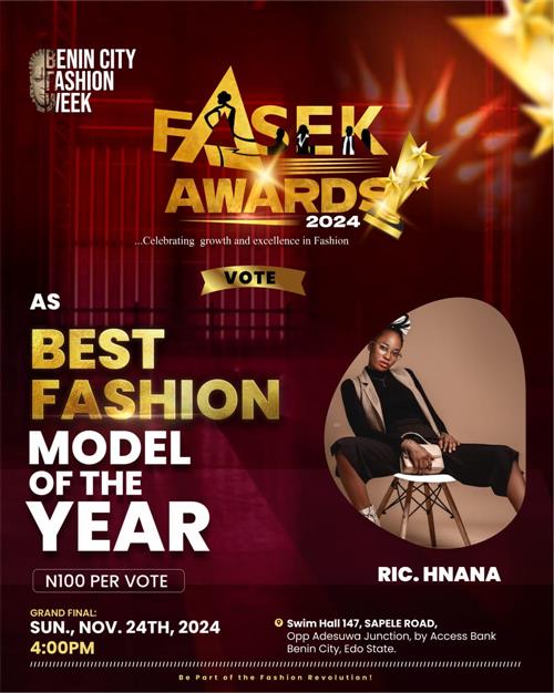 Vote RIC. HNANA in Best Fashion model of the year Voting Contest @ Fetem.com.ng