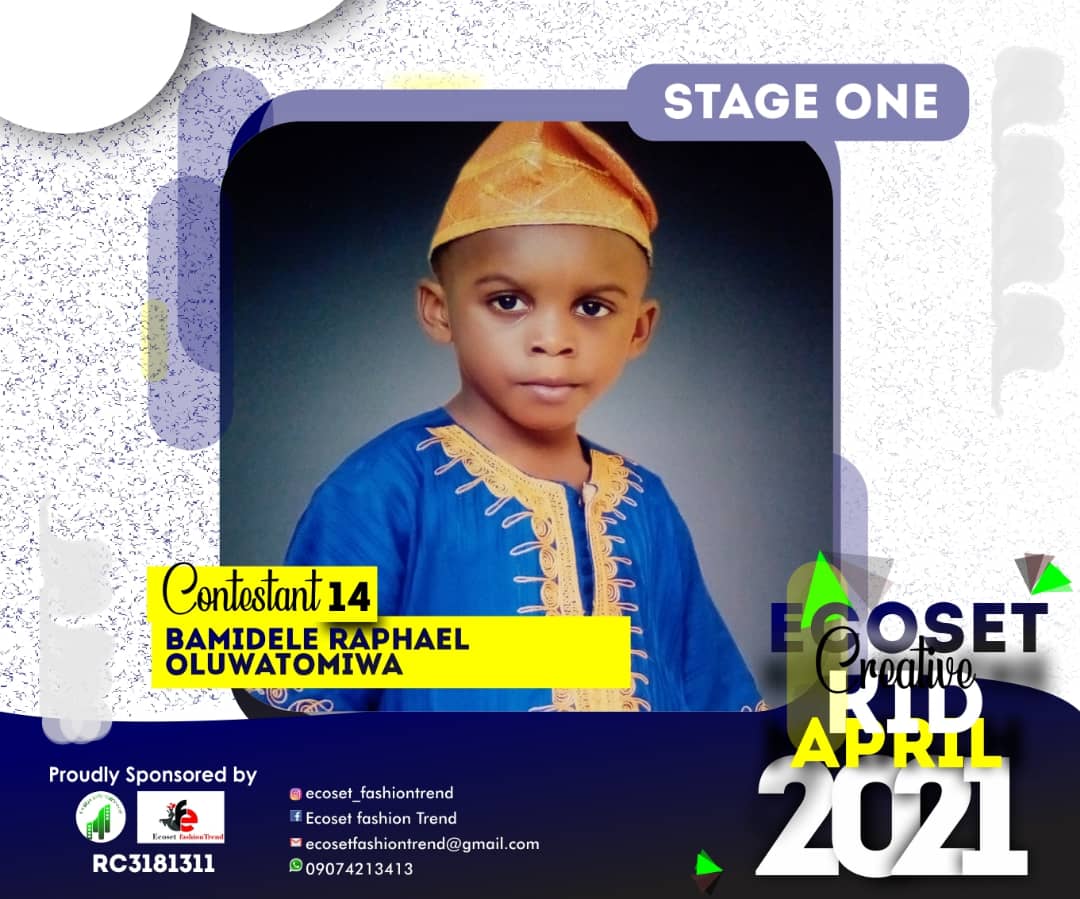 Vote BAMIDELE	RAPHAEL OLUWATOMIWA in CHAMPIONS KIDS OF APRIL PHOTO CONTEST 1 Voting Contest @ Fetem.com.ng