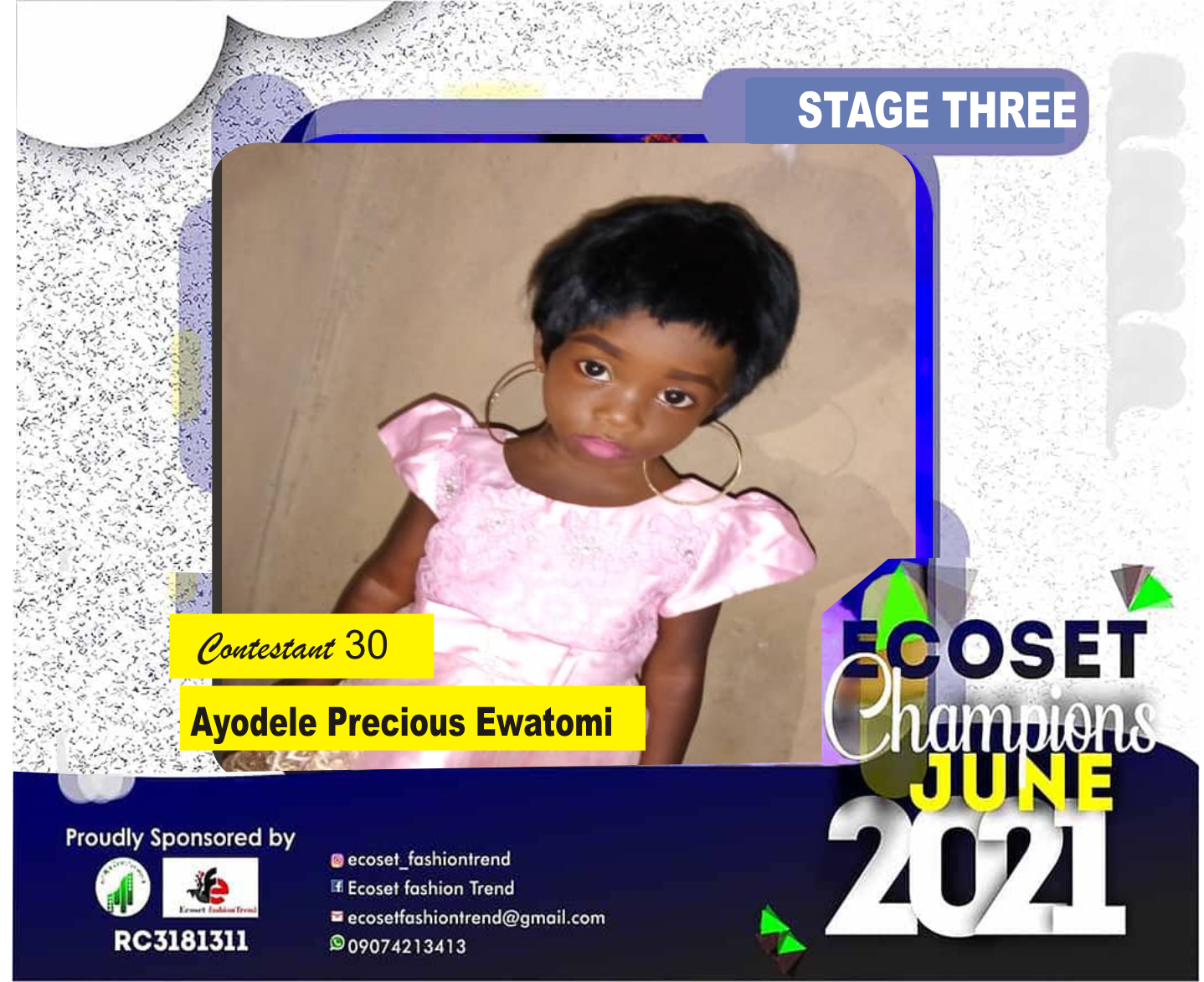 Vote AYODELE	PRECIOUS EWATOMI in ECOSET CAMPIONS OF JUNE Voting Contest @ Fetem.com.ng