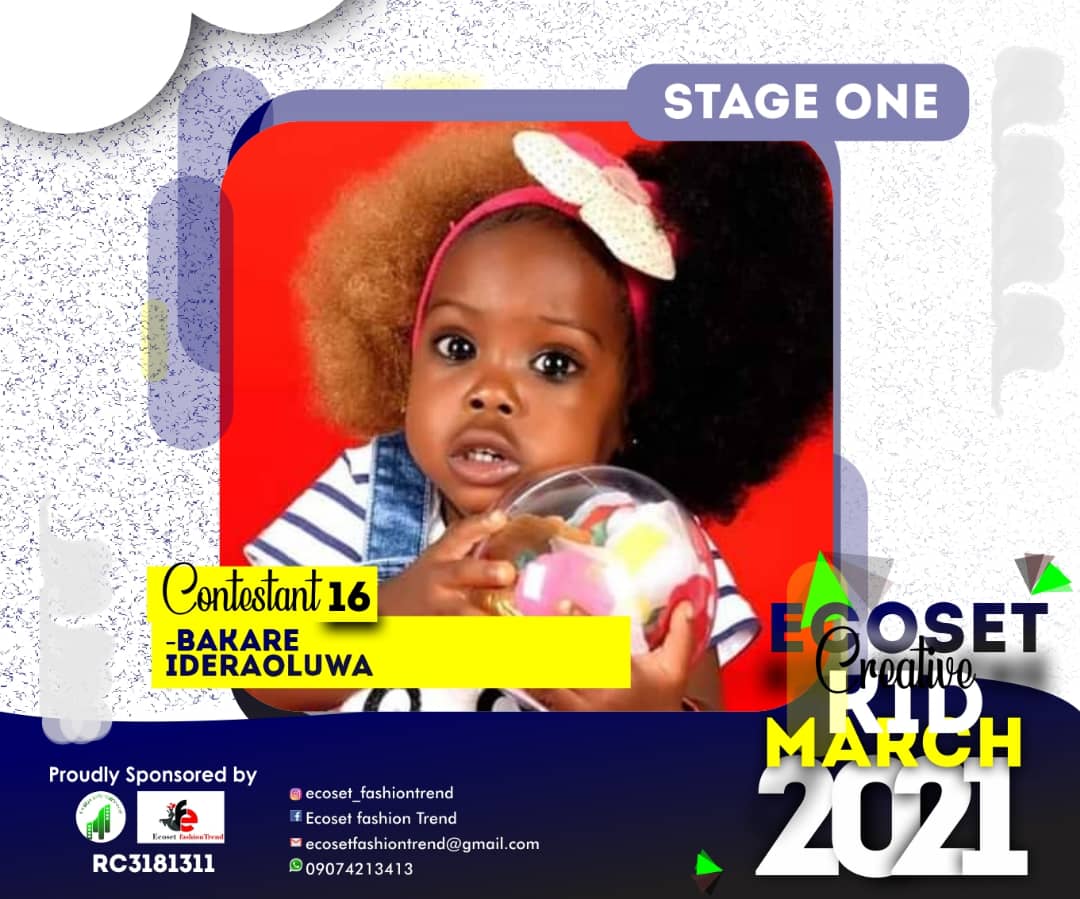 Vote SURNAME	IDERAOLUWA BAKARE in CREATIVE KIDS OF MARCH PHOTO CONTEST Voting Contest @ Fetem.com.ng