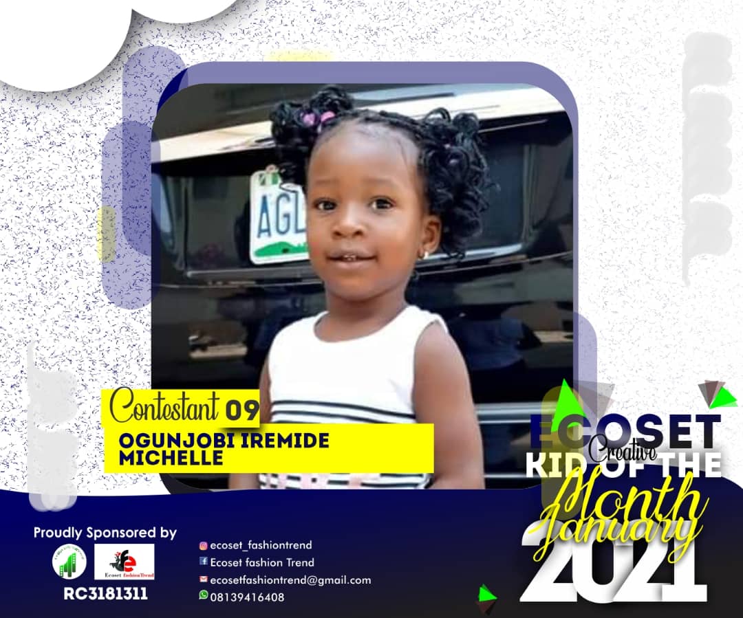 Vote OGUNJOBI	IREMIDE MICHELLE in CREATIVE KID OF THE MONTH JANUARY  ECOSET FASHIONTREND  STAGE 1 Voting Contest @ Fetem.com.ng