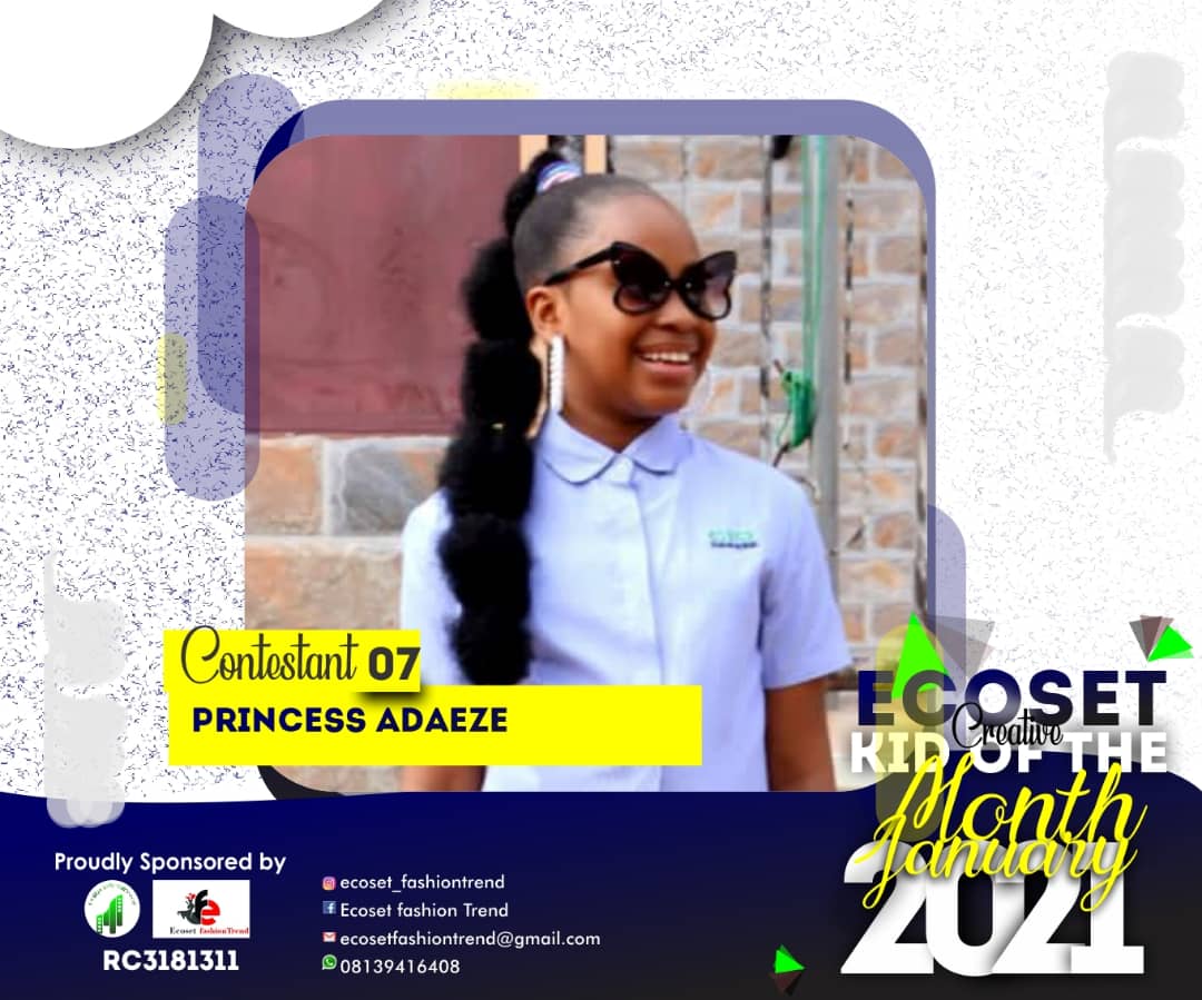 Vote PRINCESS ADAEZE in CREATIVE KID OF THE MONTH JANUARY  ECOSET FASHIONTREND  STAGE 1 Voting Contest @ Fetem.com.ng