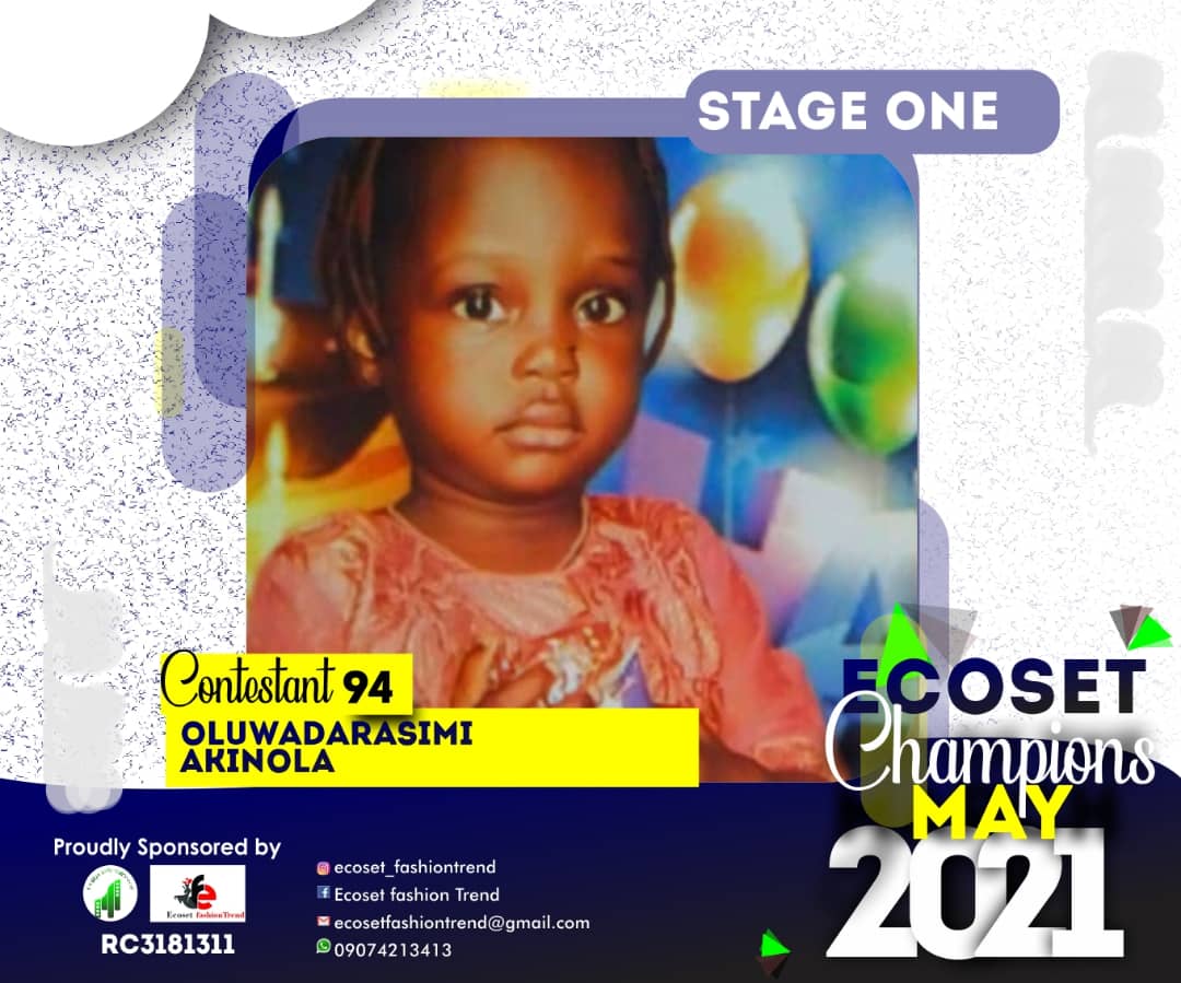 Vote OLUWADARASIMI AKINOLA in CHAMPIONS KID OF MAY PHOTO CONTEST Voting Contest @ Fetem.com.ng