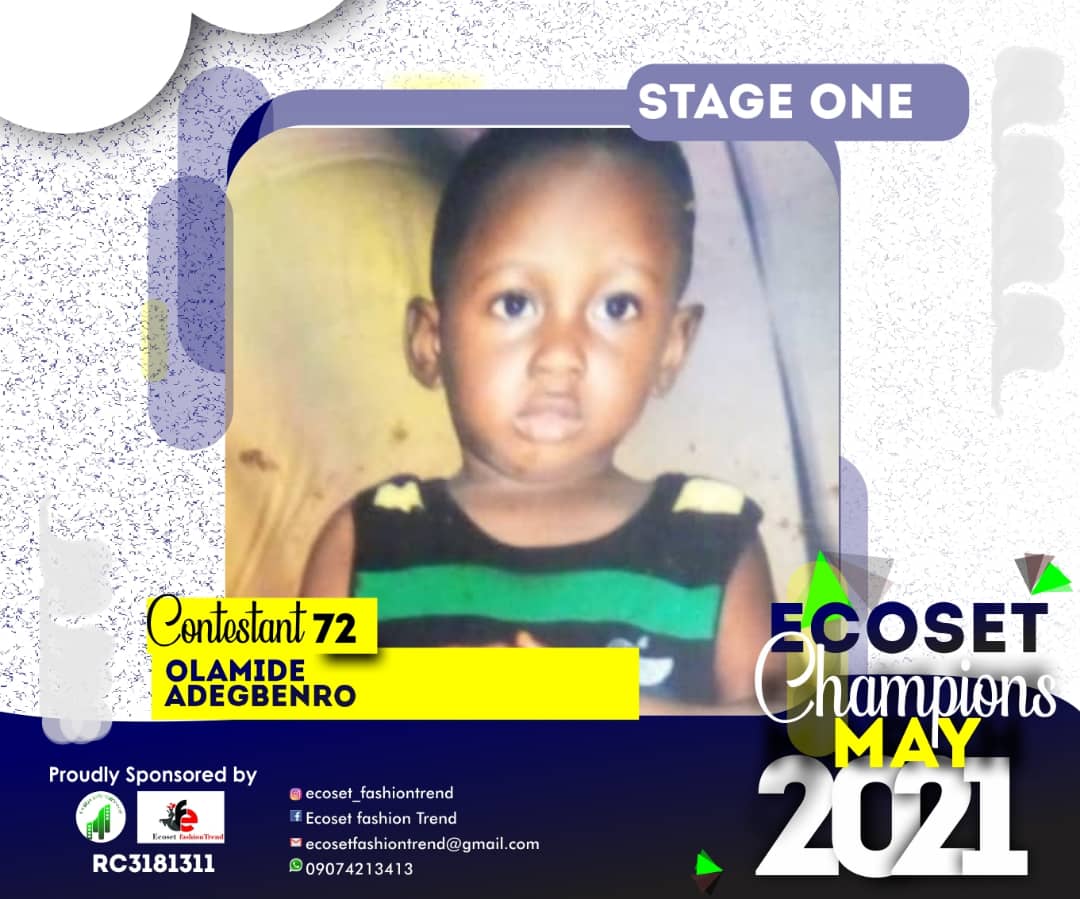 Vote OLAMIDE ADEGBENRO in CHAMPIONS KID OF MAY PHOTO CONTEST Voting Contest @ Fetem.com.ng