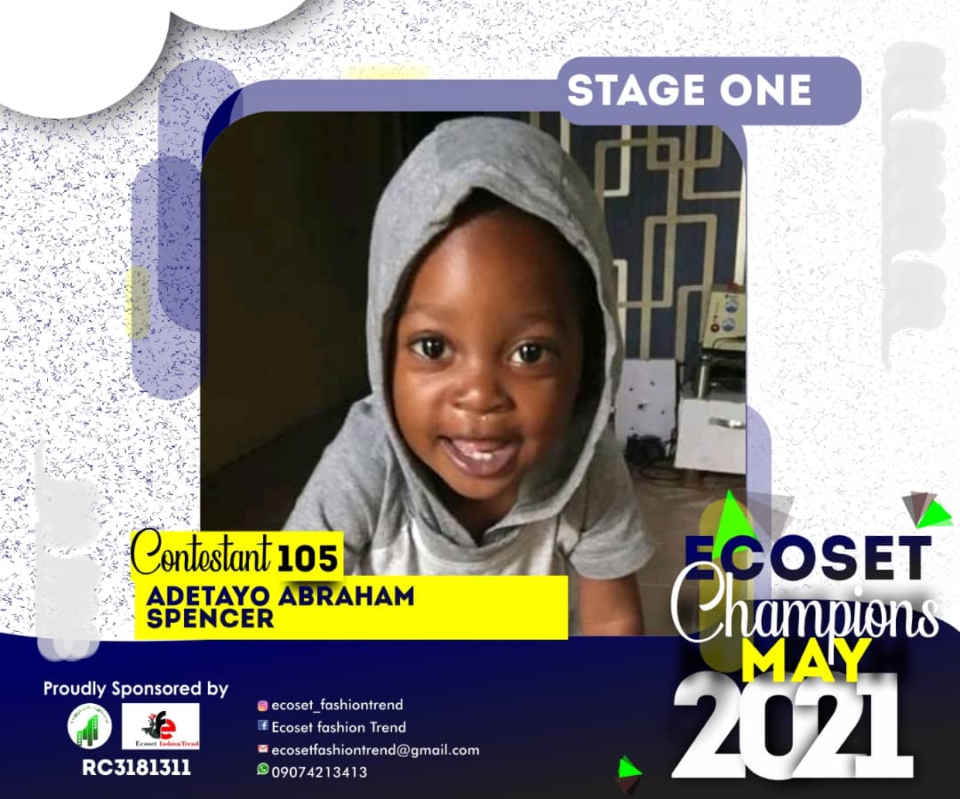 Vote ADETAYO ABRAHAM	SPENCER in CHAMPIONS KID OF MAY PHOTO CONTEST Voting Contest @ Fetem.com.ng