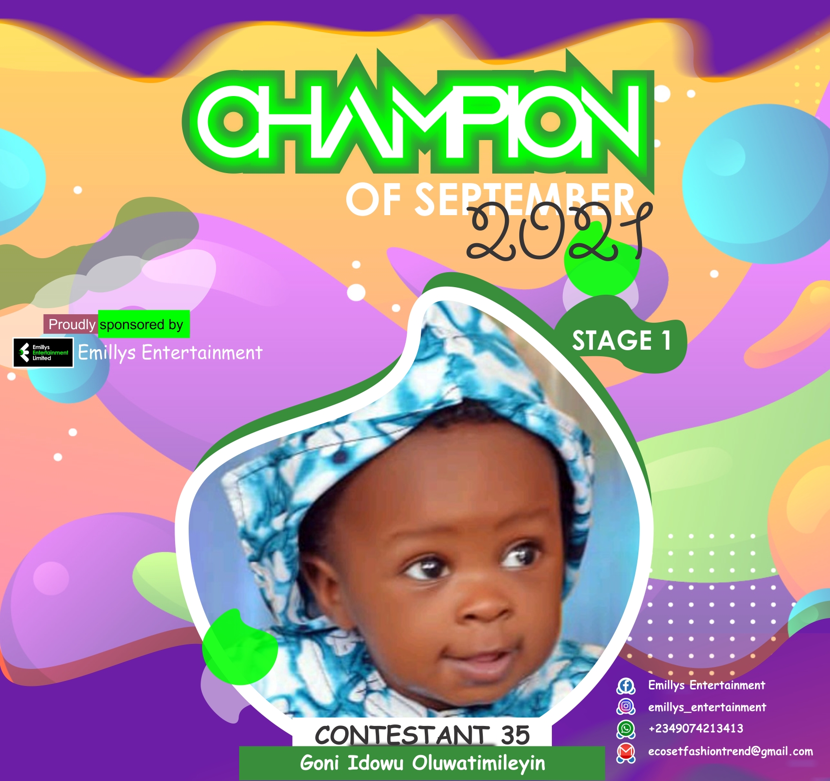 Vote GONI	IDOWU OLUWATIMILEYIN in CHAMPIONS OF SEPTEMBER Voting Contest @ Fetem.com.ng