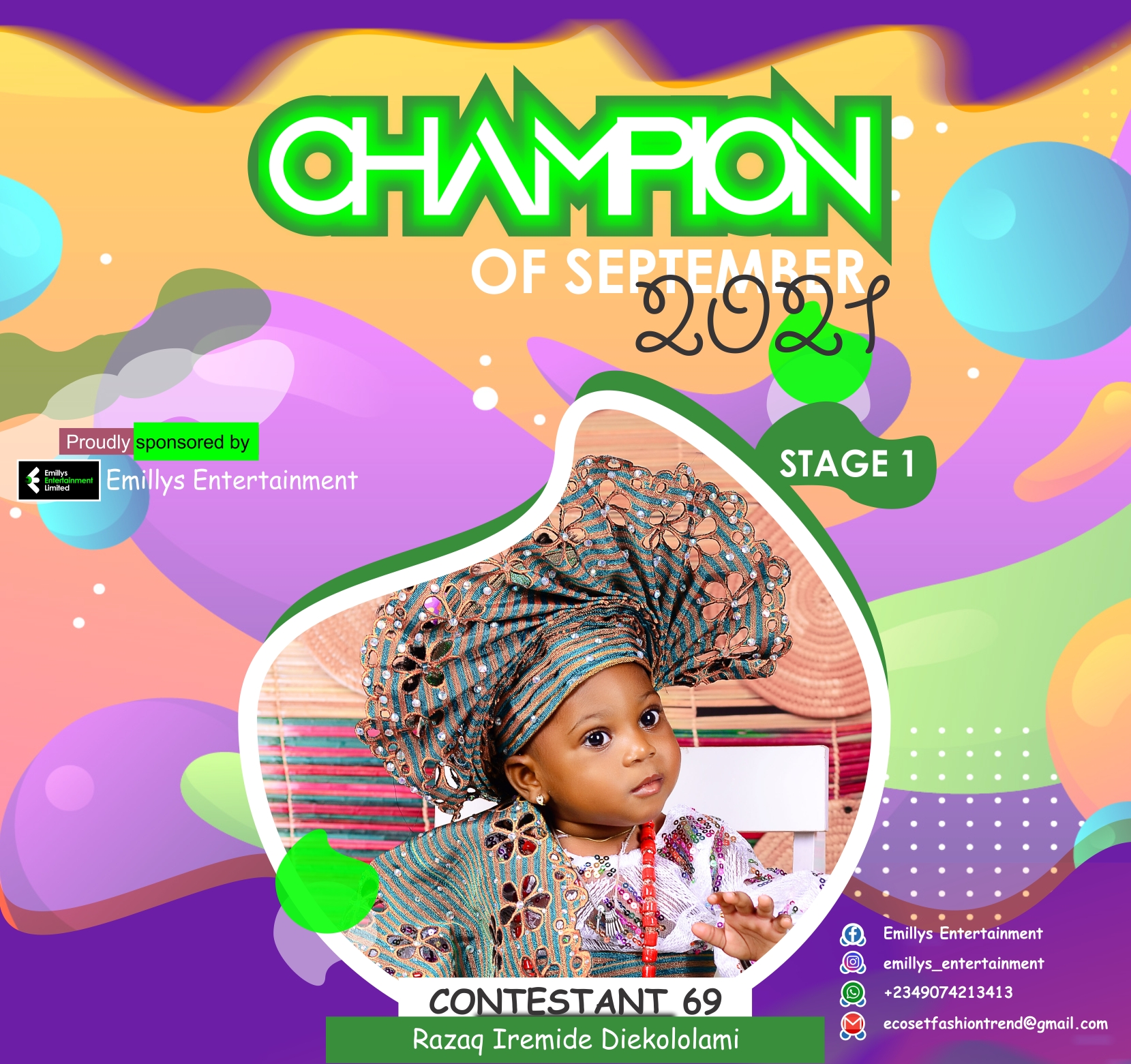 Vote RAZAQ	IREMIDE DIEKOLOLAMI in CHAMPIONS OF SEPTEMBER Voting Contest @ Fetem.com.ng