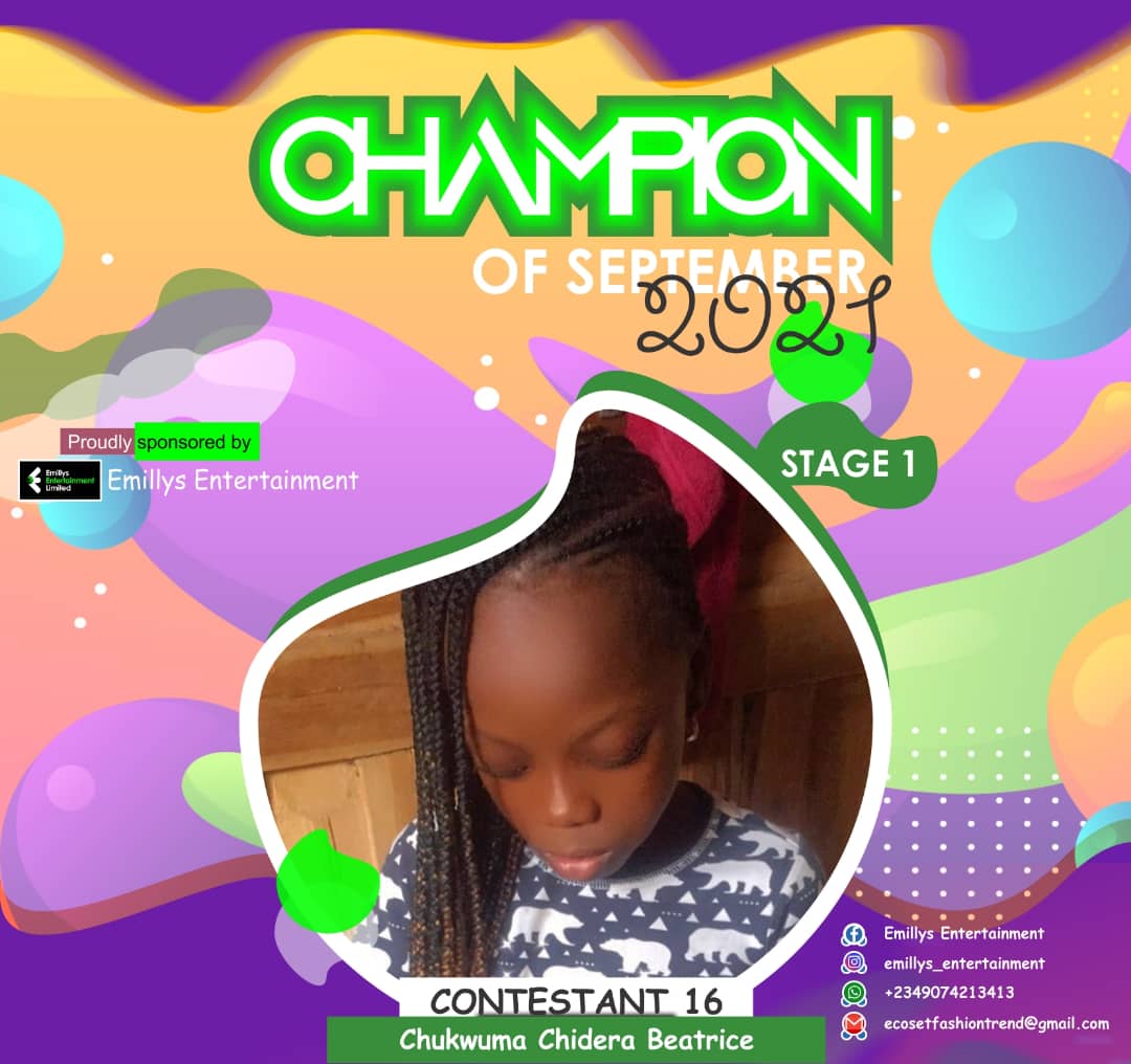 Vote CHUKWUMA	CHIDERA BEATRICE in CHAMPIONS OF SEPTEMBER Voting Contest @ Fetem.com.ng