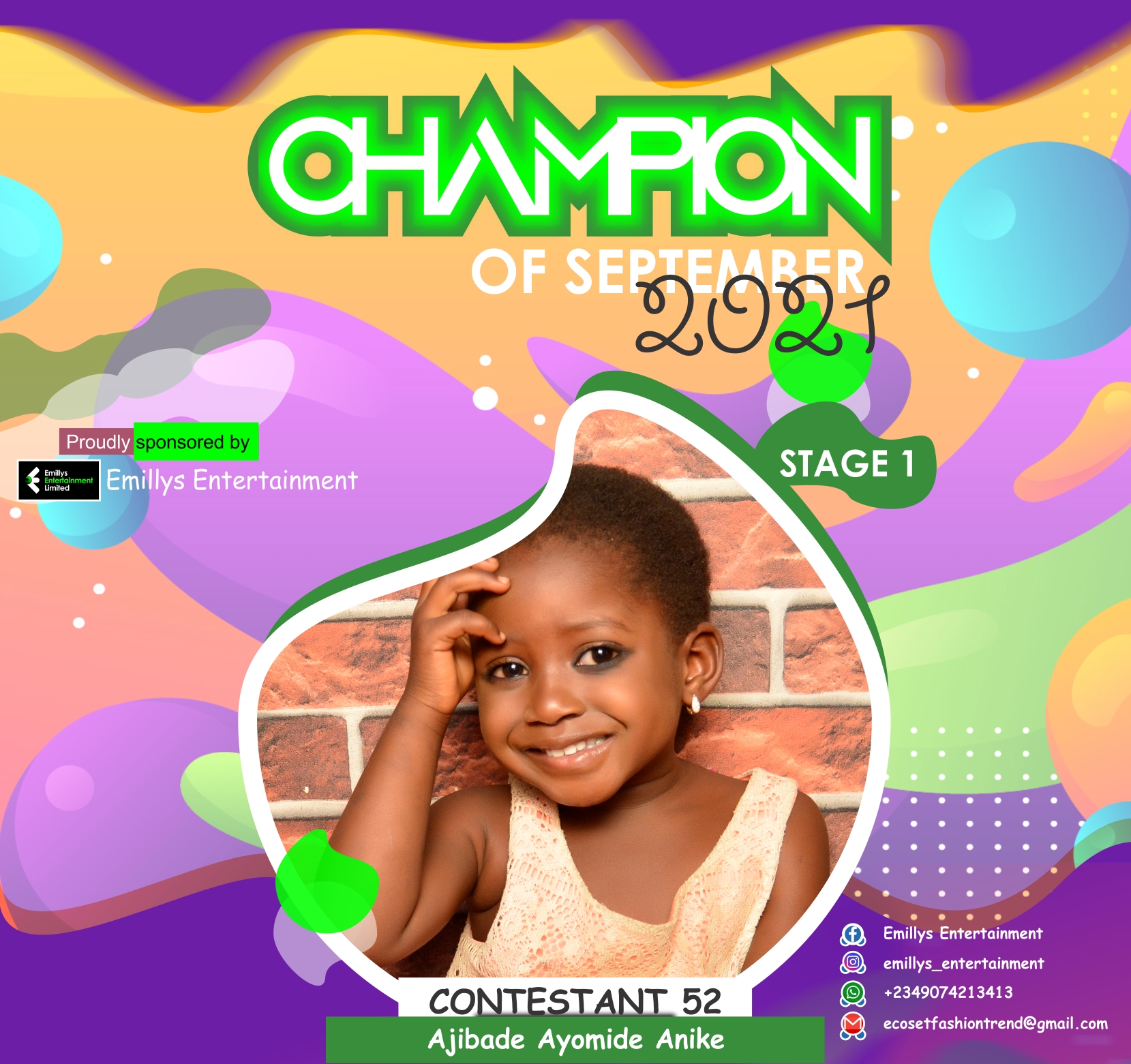 Vote AJIBADE	AYOMIDE ANIKE in CHAMPIONS OF SEPTEMBER Voting Contest @ Fetem.com.ng