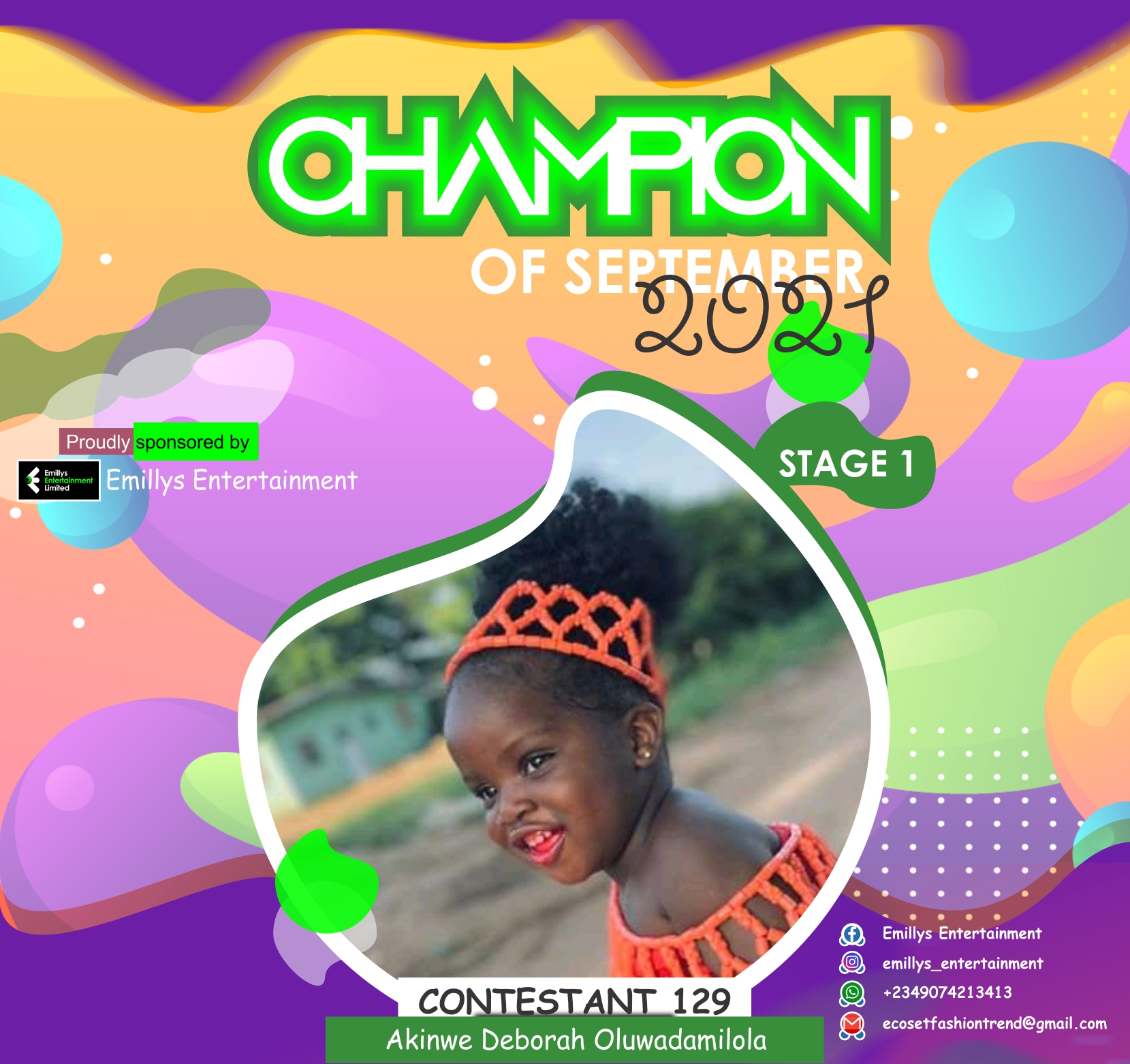 Vote AKINWE	DEBORAH OLUWADAMILOLA in CHAMPIONS OF SEPTEMBER Voting Contest @ Fetem.com.ng