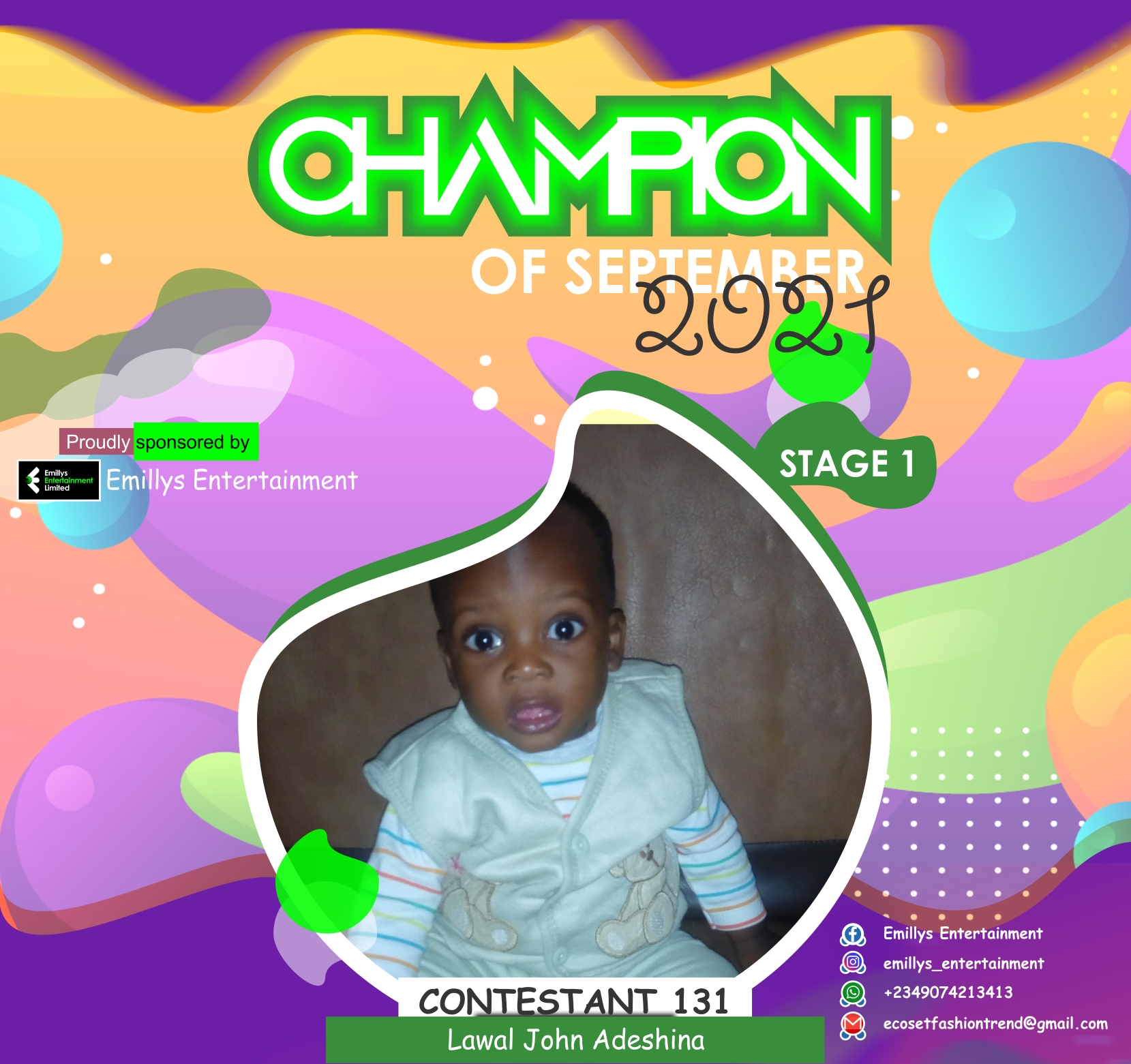 Vote LAWAL	JOHN ADESHINA in CHAMPIONS OF SEPTEMBER Voting Contest @ Fetem.com.ng