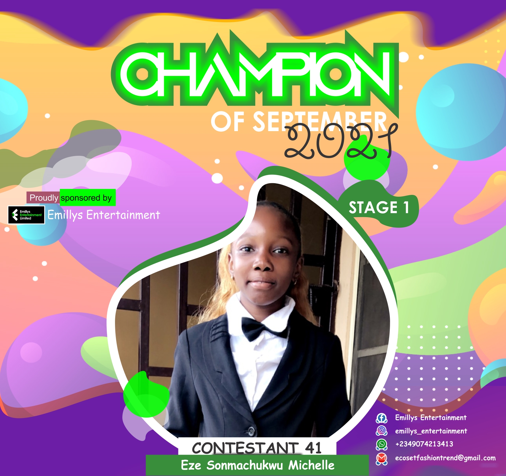 Vote EZE	SONMACHUKWU MICHELLE in CHAMPIONS OF SEPTEMBER Voting Contest @ Fetem.com.ng