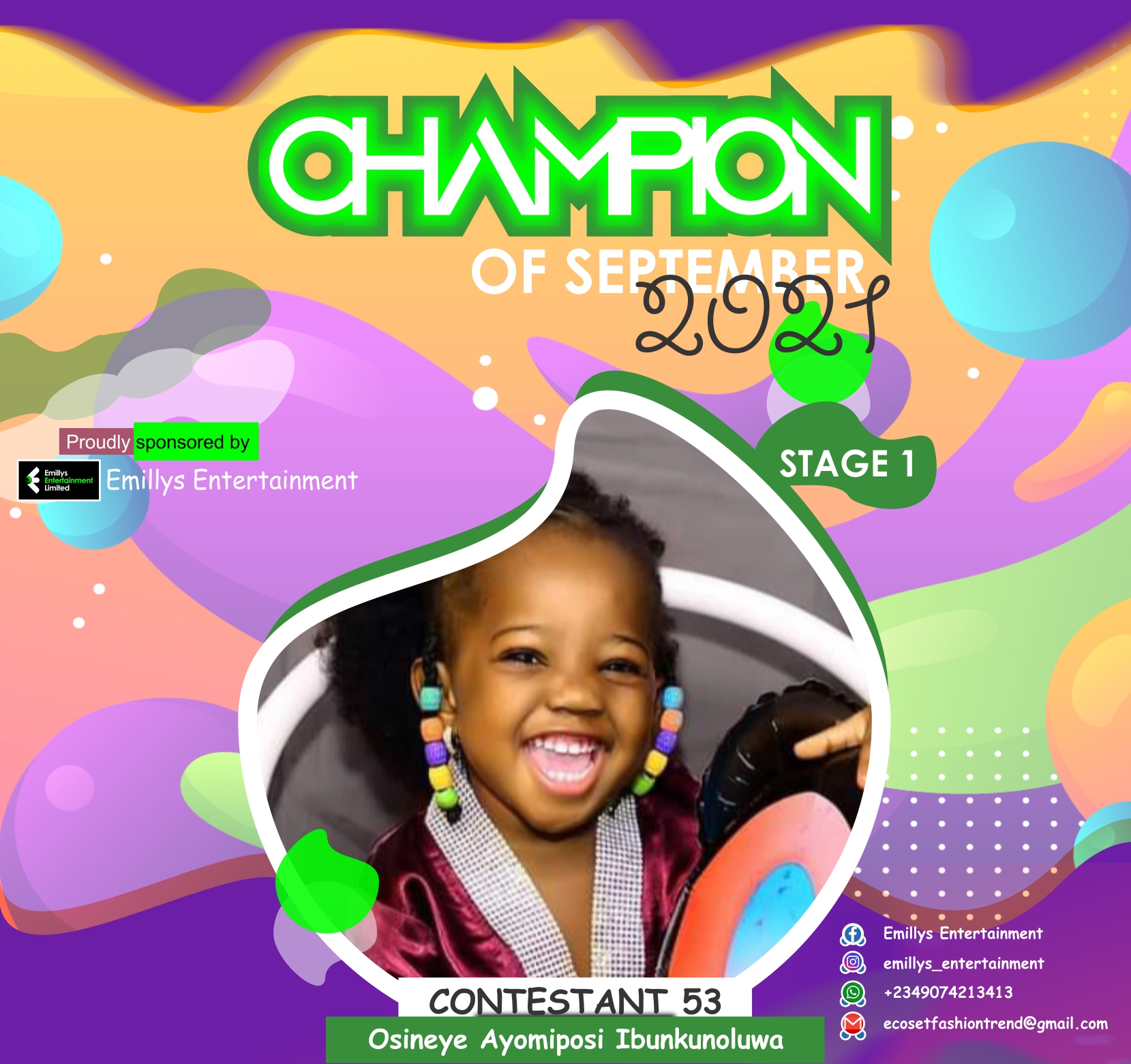 Vote OSINEYE	AYOMIPOSI IBUNKUNOLUWA in CHAMPIONS OF SEPTEMBER Voting Contest @ Fetem.com.ng