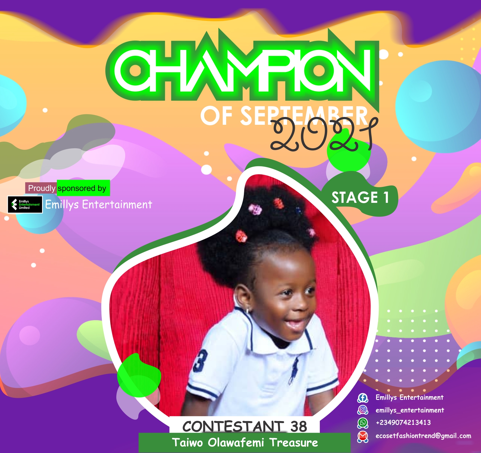 Vote TAIWO	OLAWAFEMI TRASURE in CHAMPIONS OF SEPTEMBER Voting Contest @ Fetem.com.ng