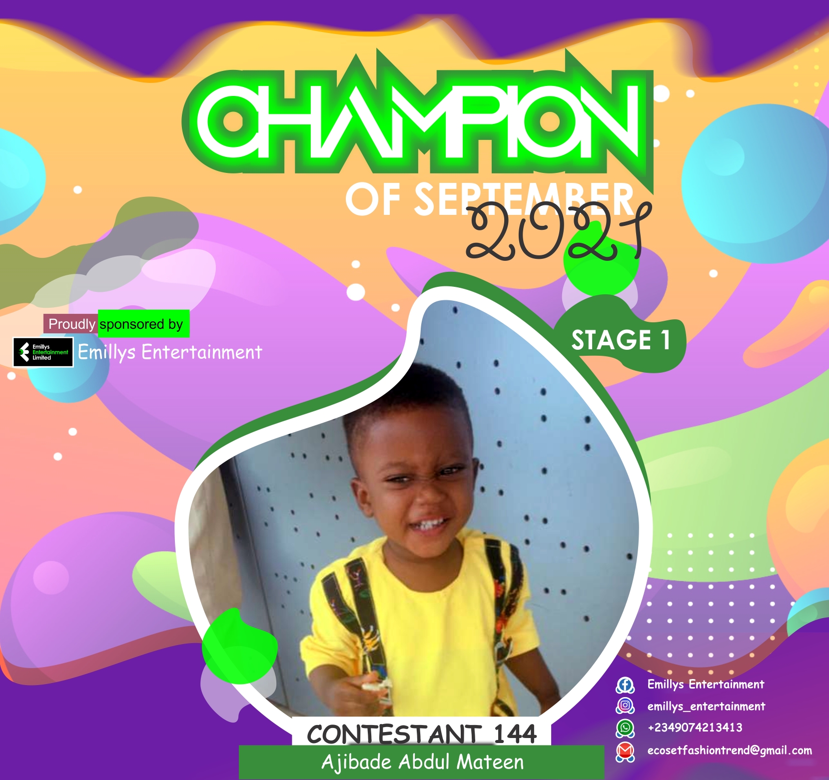 Vote AJIBADE	ABDUL MATEEN in CHAMPIONS OF SEPTEMBER Voting Contest @ Fetem.com.ng