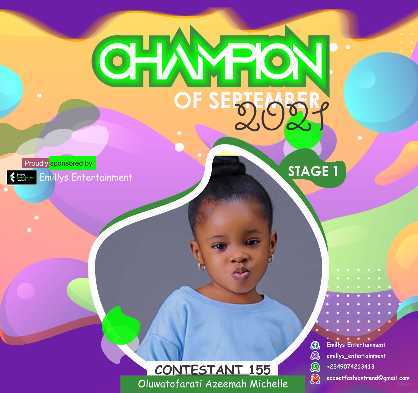 Vote OLUWATOFARATI	AZEEMAH MICHELLE in CHAMPIONS OF SEPTEMBER Voting Contest @ Fetem.com.ng