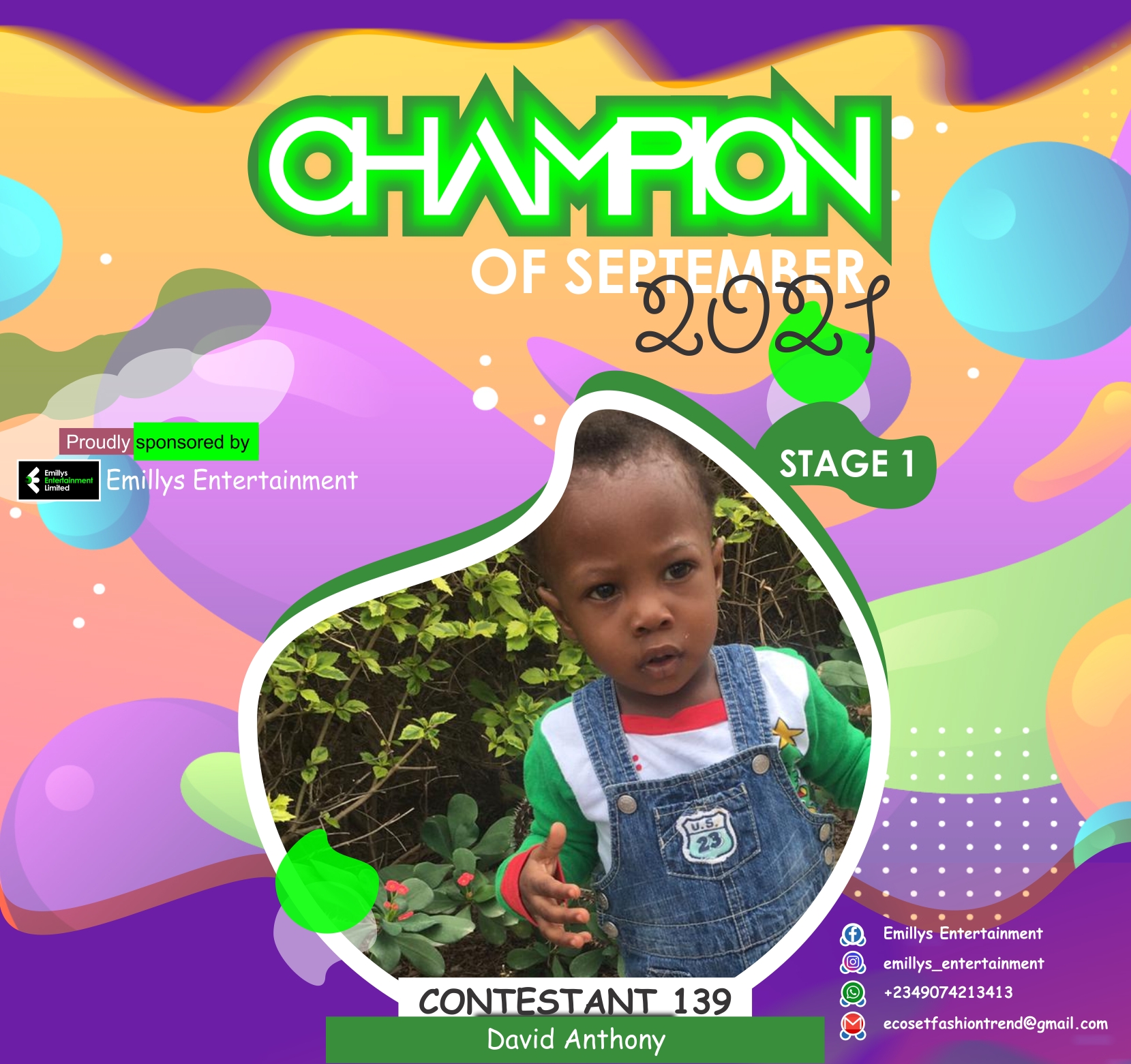 Vote DAVID ANTHONY in CHAMPIONS OF SEPTEMBER Voting Contest @ Fetem.com.ng