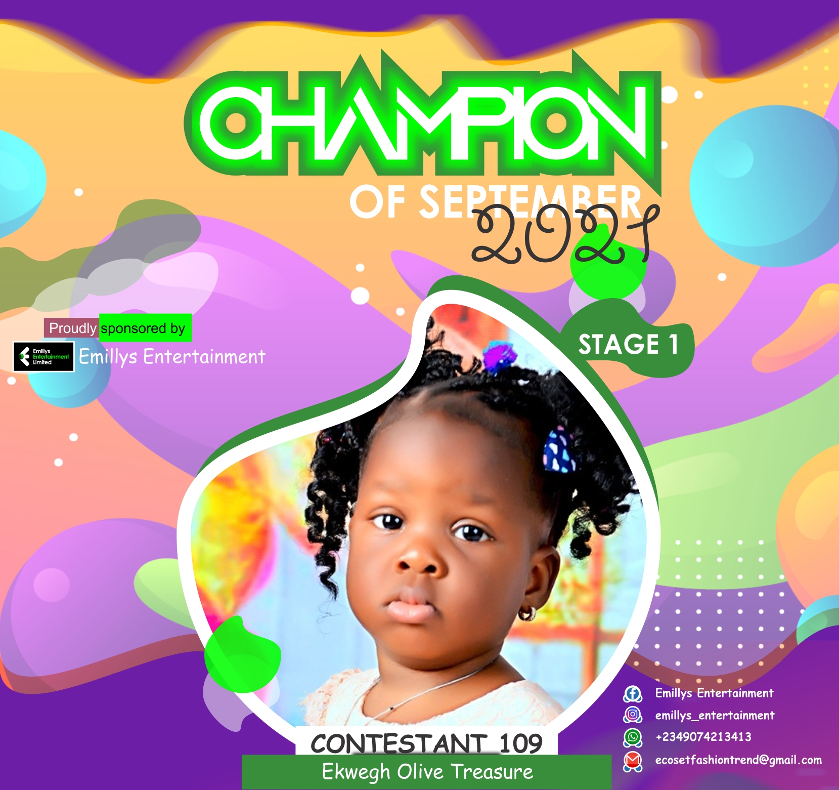 Vote EKWEGH	OLIVE TREASURE in CHAMPIONS OF SEPTEMBER Voting Contest @ Fetem.com.ng