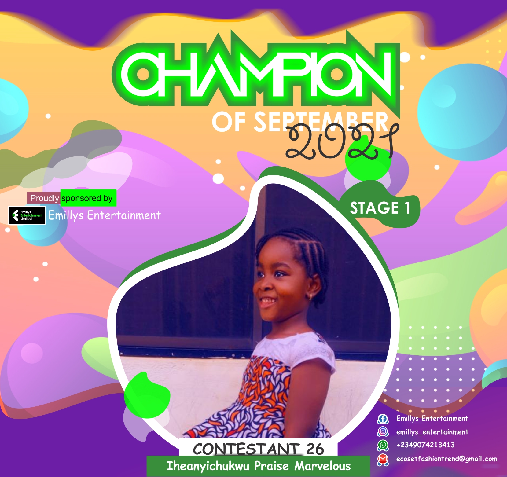 Vote IHEANYICHUKWU	PRAISE MARVELOUS in CHAMPIONS OF SEPTEMBER Voting Contest @ Fetem.com.ng