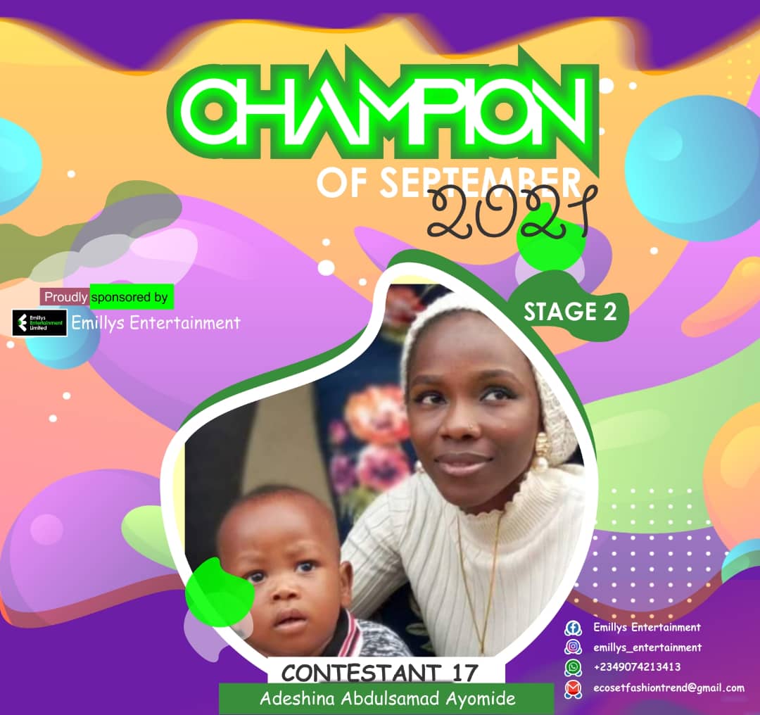 Vote ADESHINA	ABDULSAMAD AYOMIDE in CHAMPIONS OF SEPTEMBER Voting Contest @ Fetem.com.ng