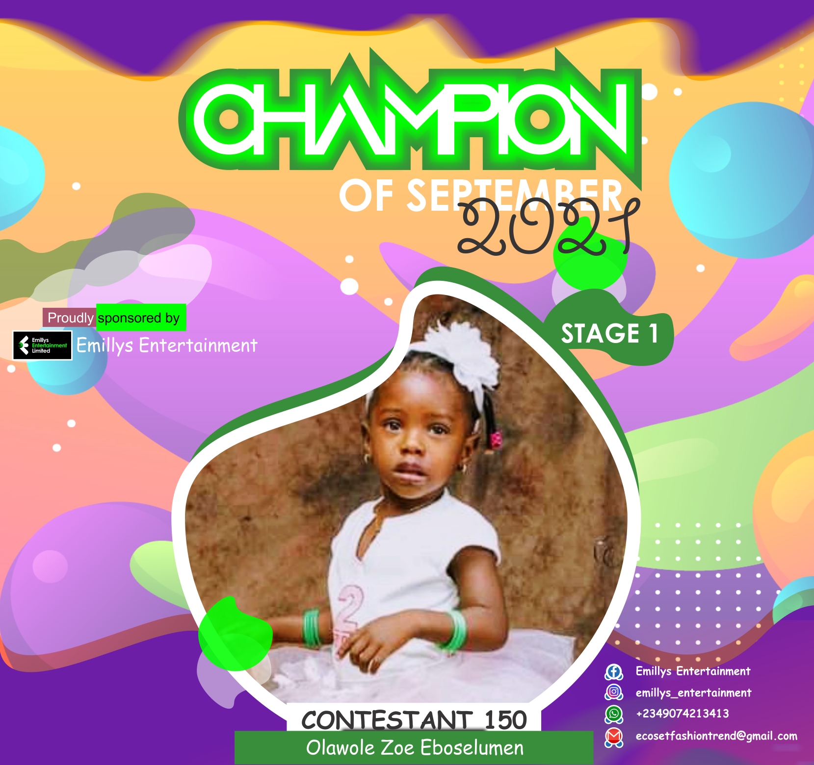 Vote OLAWOLE	ZOE EBOSELUMEN in CHAMPIONS OF SEPTEMBER Voting Contest @ Fetem.com.ng