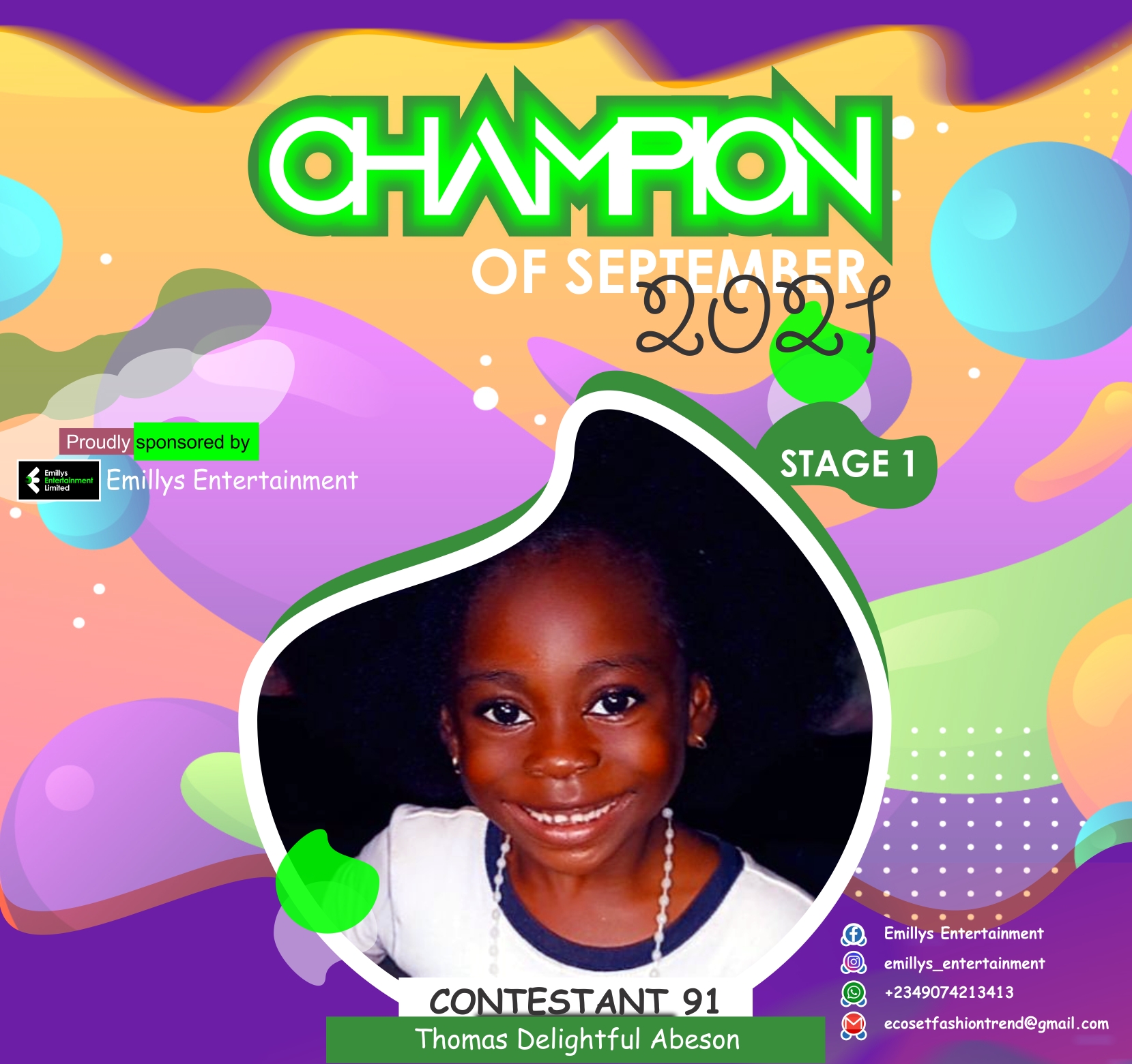 Vote THOMAS	DELIGHTFUL ABESON in CHAMPIONS OF SEPTEMBER Voting Contest @ Fetem.com.ng