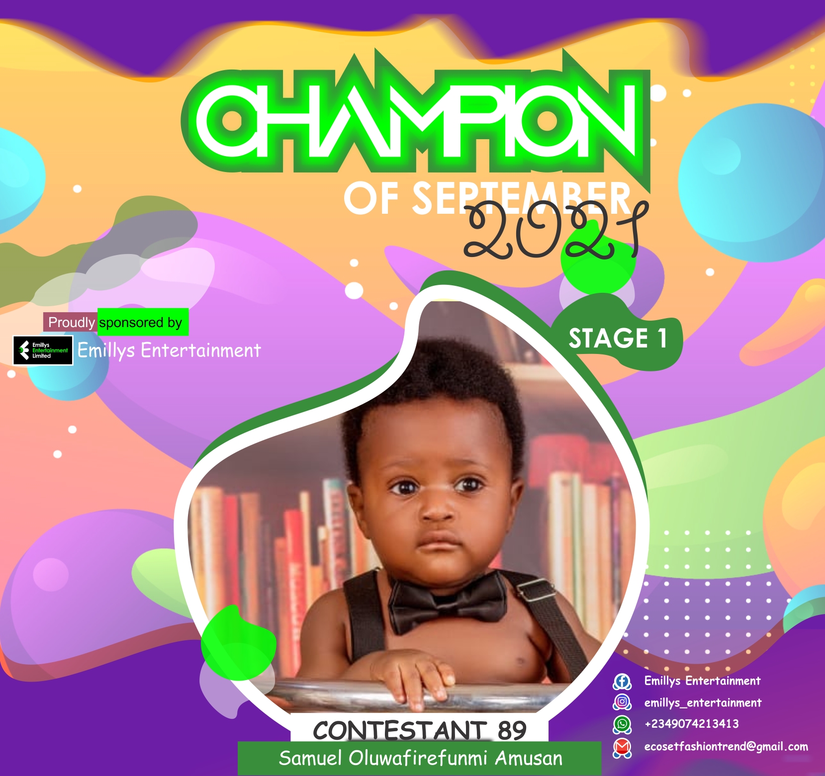 Vote SAMUEL	OLUWAFIREFUNMI AMUSAN in CHAMPIONS OF SEPTEMBER Voting Contest @ Fetem.com.ng