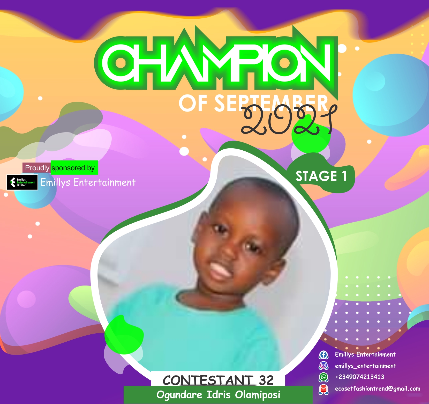 Vote OGUNDARE	IDRIS OLAMIPOSI in CHAMPIONS OF SEPTEMBER Voting Contest @ Fetem.com.ng