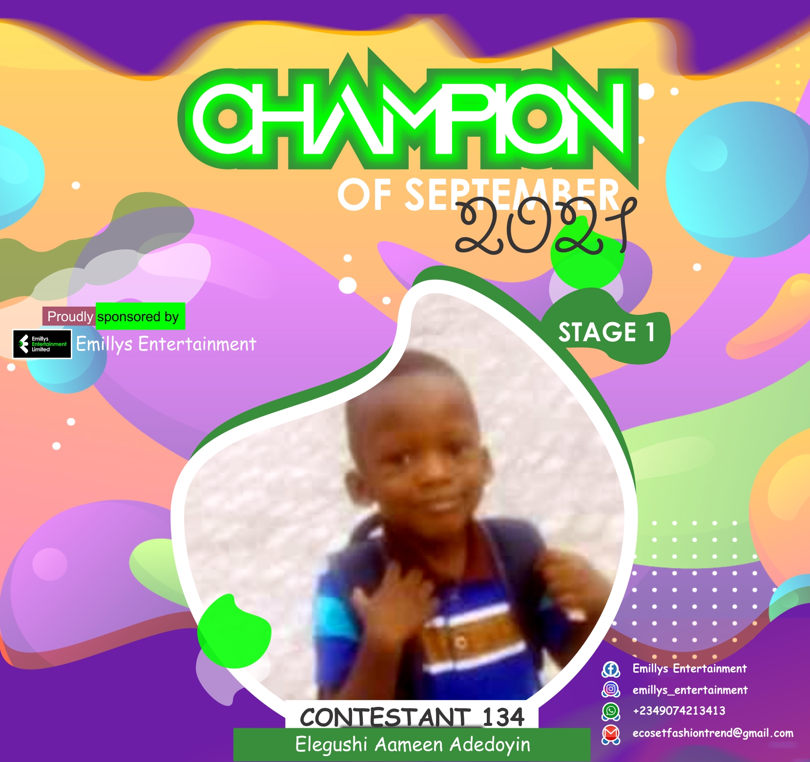 Vote ELEGUSHI AAMEEN	ADEDOYIN in CHAMPIONS OF SEPTEMBER Voting Contest @ Fetem.com.ng