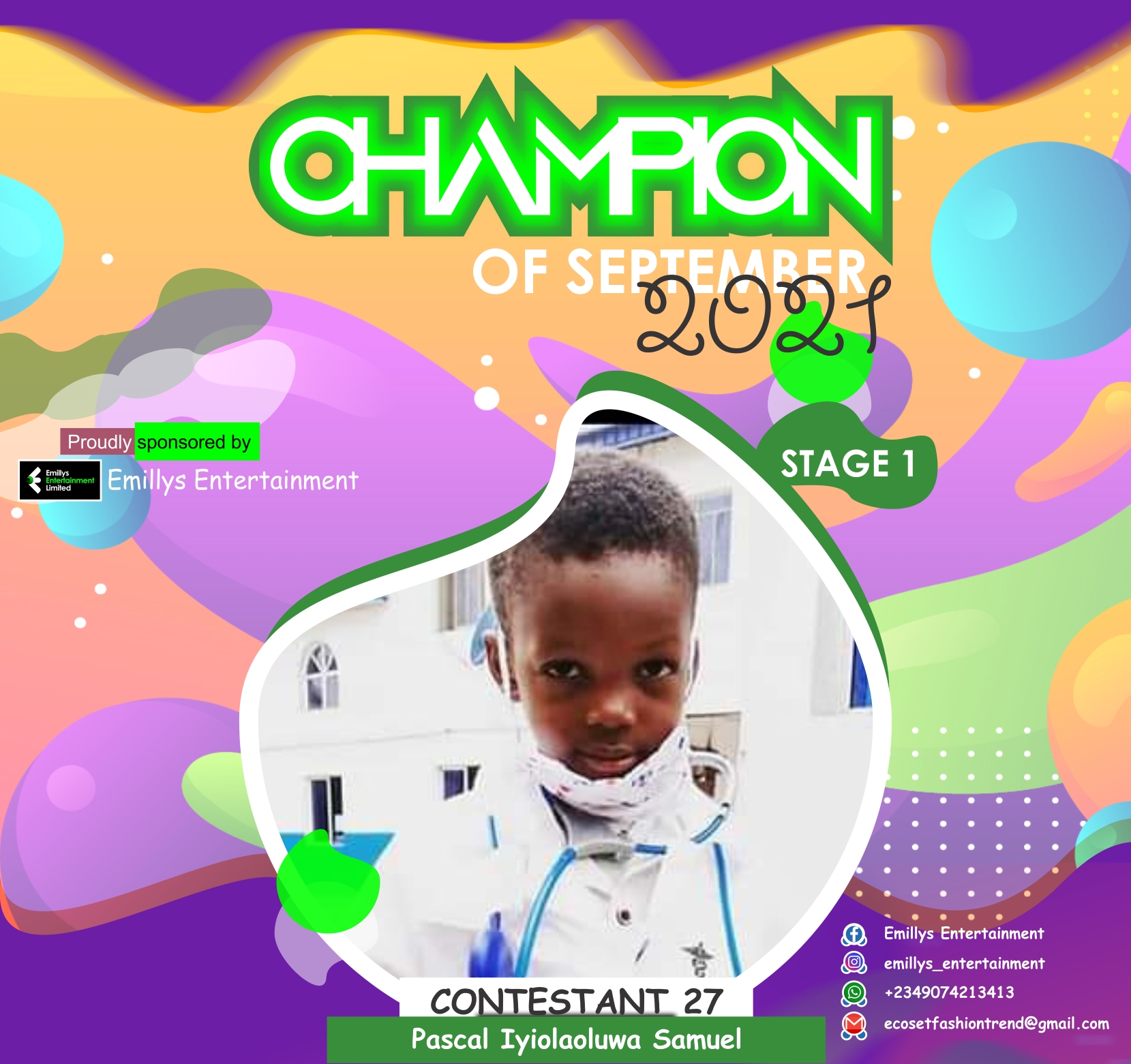 Vote PASCAL	IYIOLAOLUWA SAMUEL in CHAMPIONS OF SEPTEMBER Voting Contest @ Fetem.com.ng