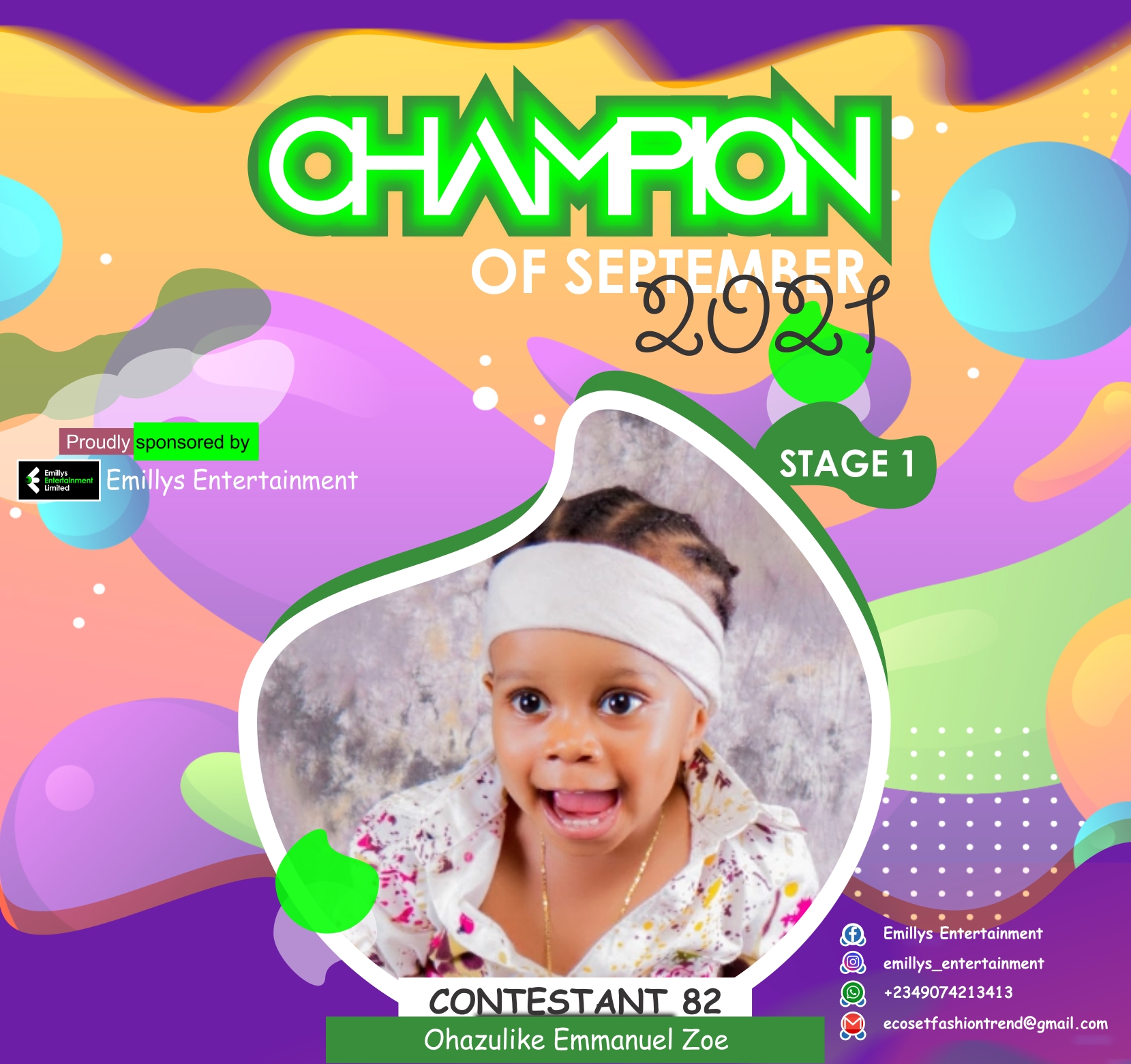 Vote OHAZULIKE EMMANUEL	ZOE in CHAMPIONS OF SEPTEMBER Voting Contest @ Fetem.com.ng