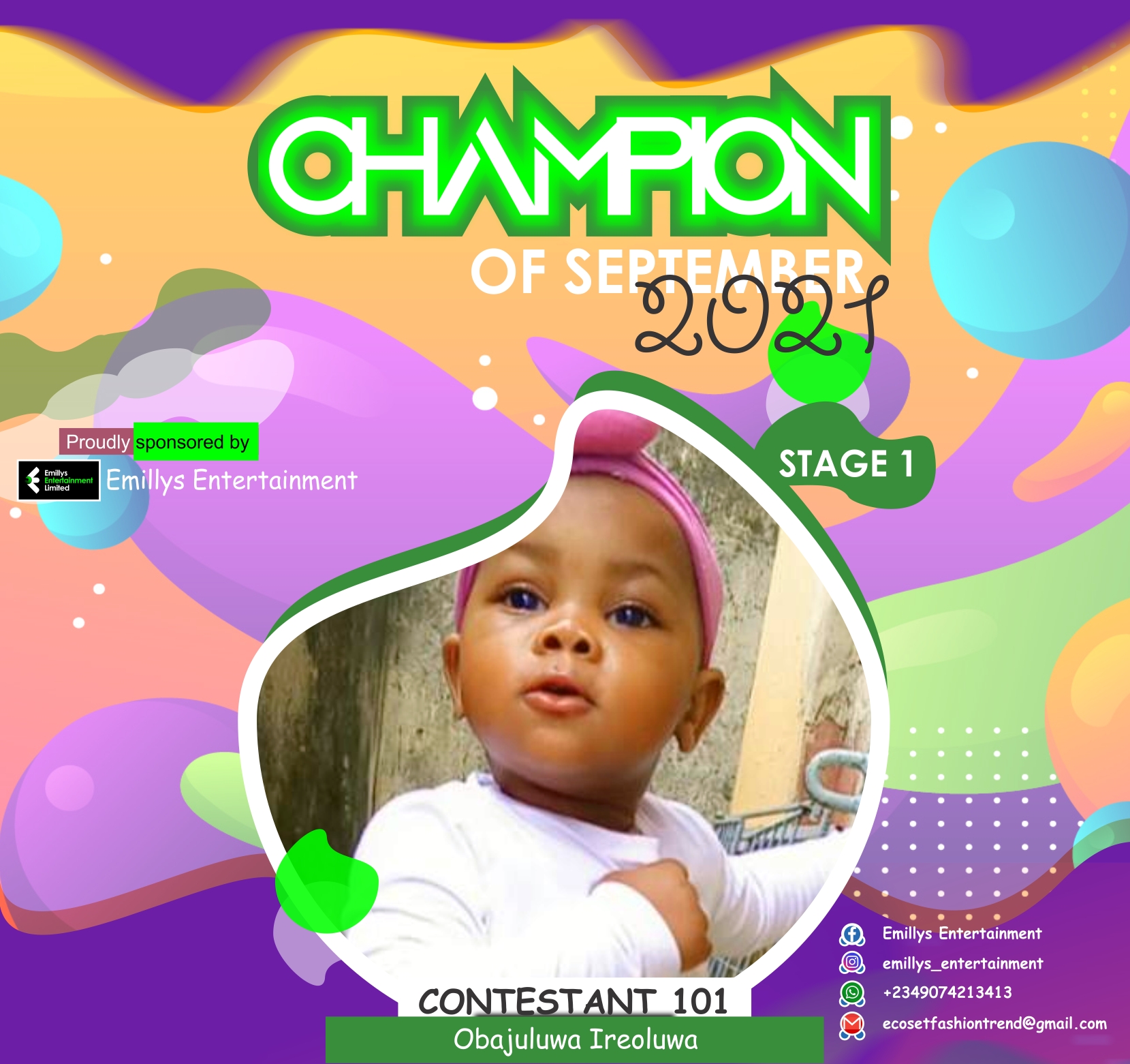 Vote OBAJULUWA IREOLUWA in CHAMPIONS OF SEPTEMBER Voting Contest @ Fetem.com.ng