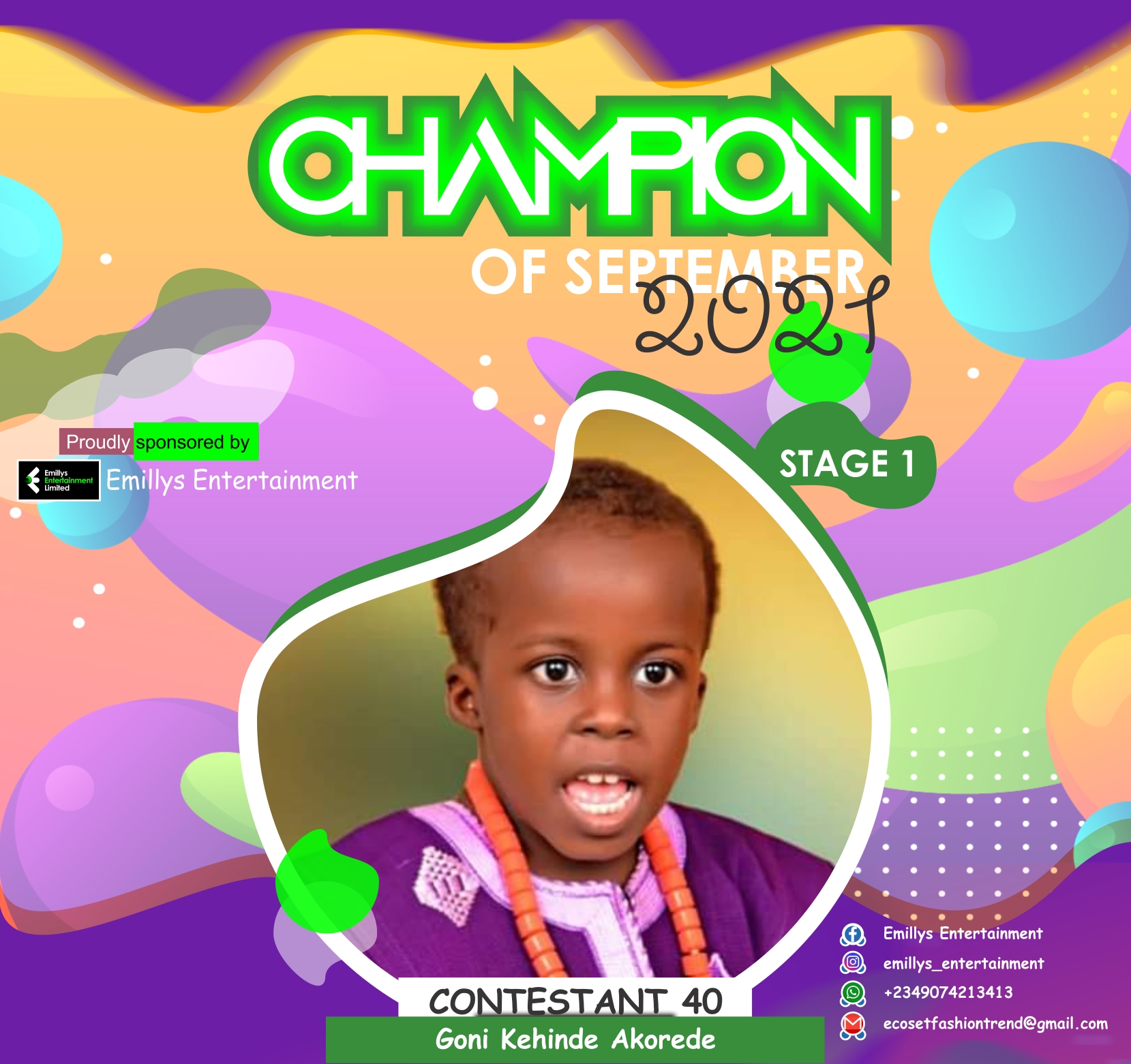 Vote GONI	KEHINDE AKOREDE in CHAMPIONS OF SEPTEMBER Voting Contest @ Fetem.com.ng