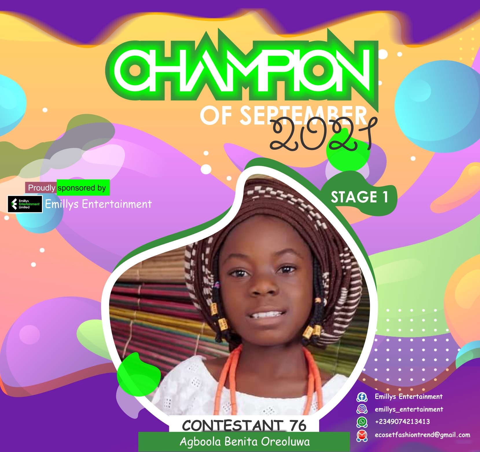 Vote AGBOOLA	BENITA OREOLUWA in CHAMPIONS OF SEPTEMBER Voting Contest @ Fetem.com.ng