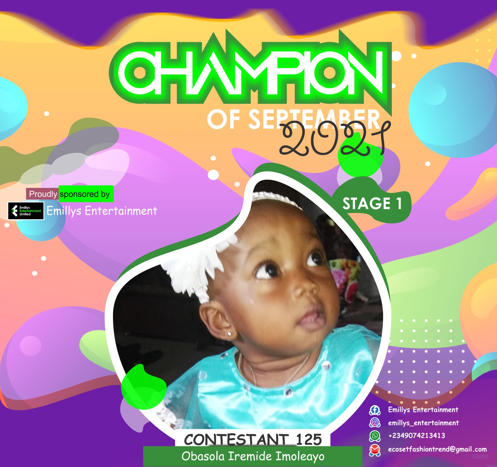 Vote OBASOLA	IREMIDE IMOLEAYO in CHAMPIONS OF SEPTEMBER Voting Contest @ Fetem.com.ng