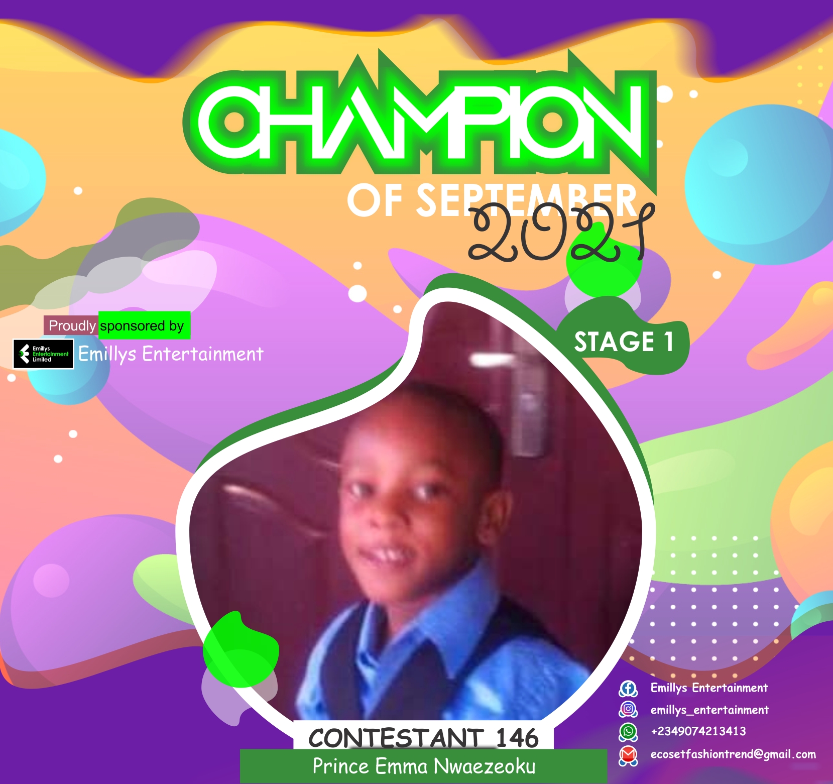 Vote PRINCE EMMA NWAEZEOKU in CHAMPIONS OF SEPTEMBER Voting Contest @ Fetem.com.ng