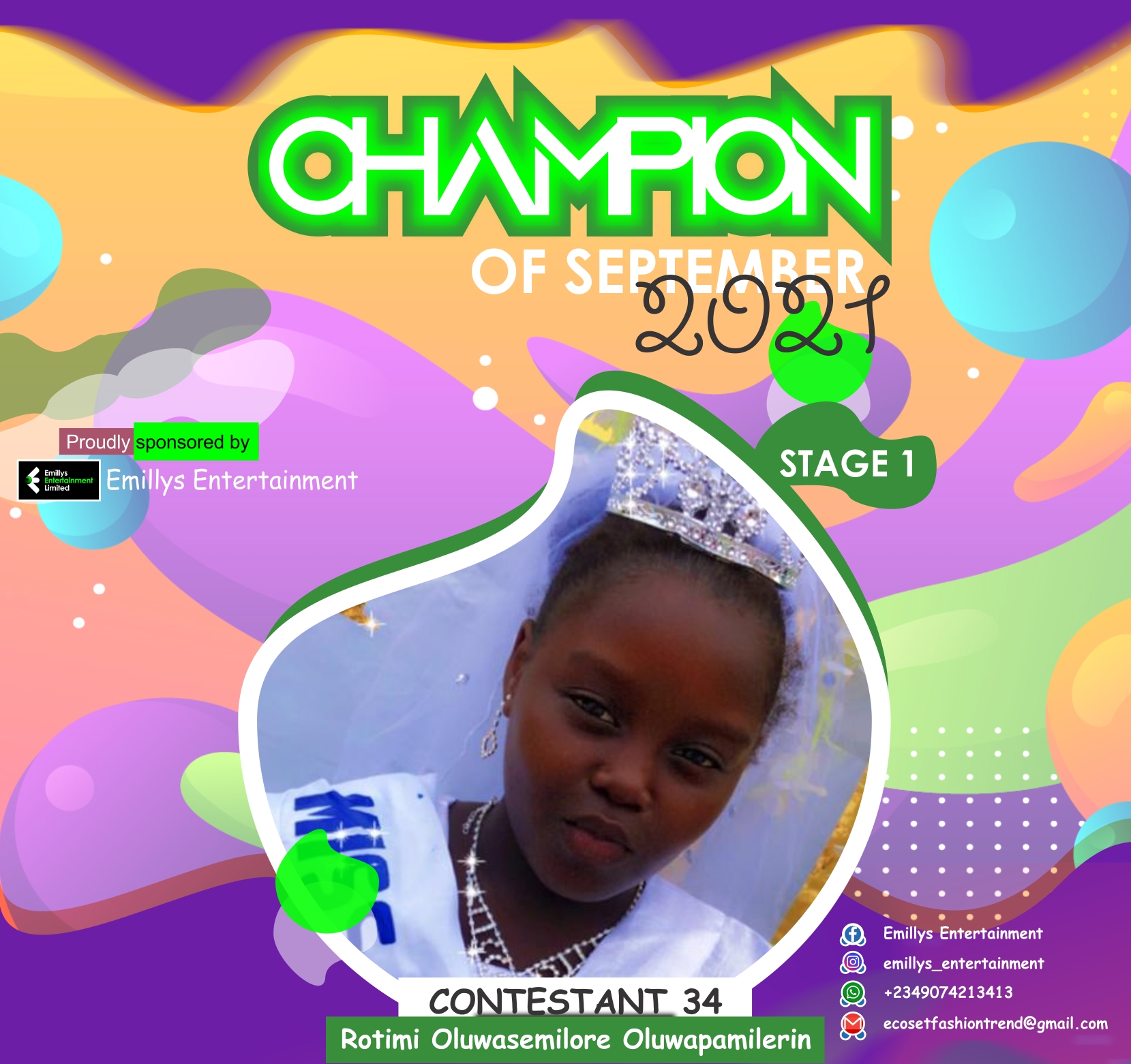 Vote ROTIMI	OLUWASEMILORE OLUWAPAMILERIN in CHAMPIONS OF SEPTEMBER Voting Contest @ Fetem.com.ng