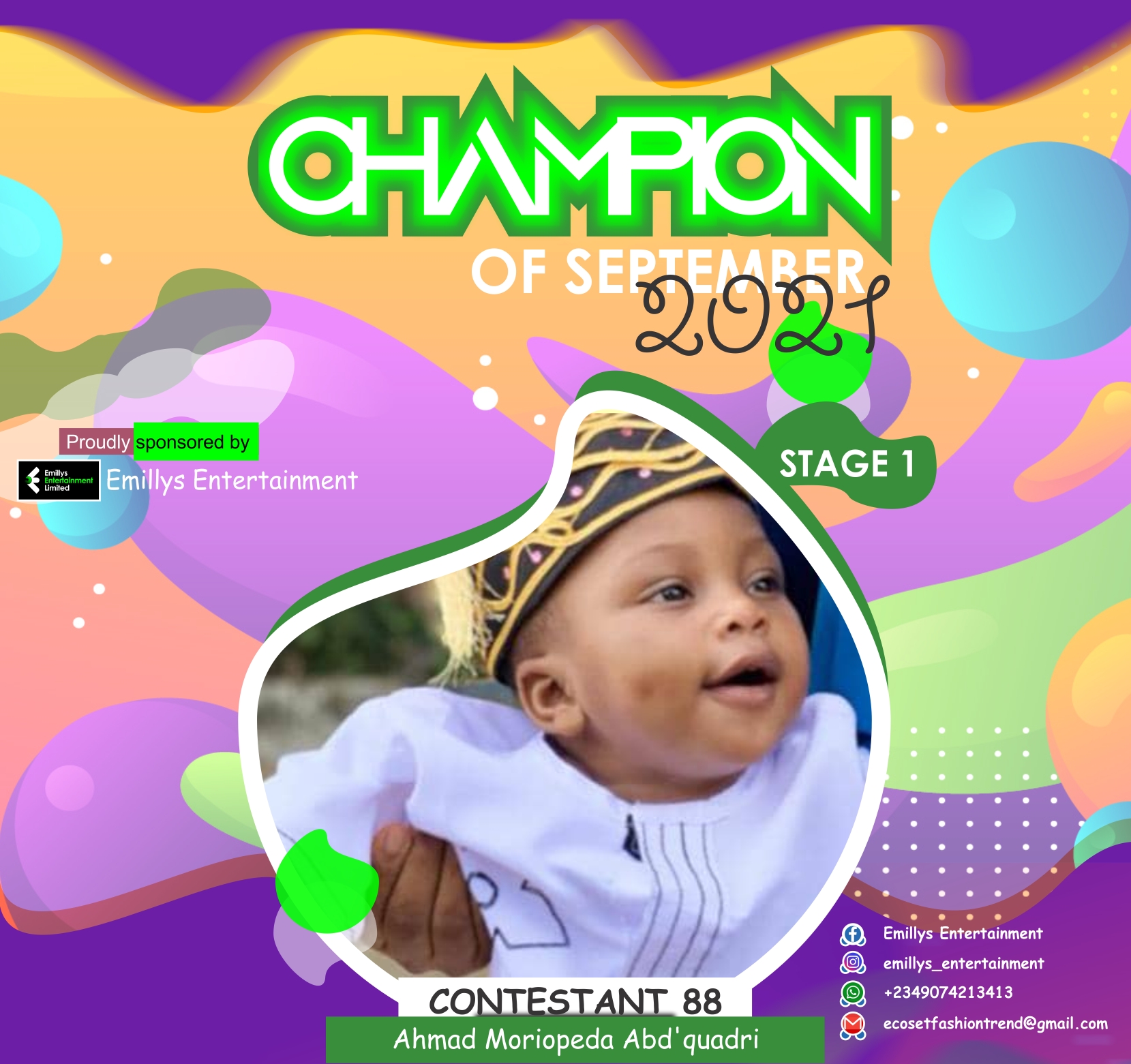 Vote AHMAD	MORIOPEDA ABD'QUADRI in CHAMPIONS OF SEPTEMBER Voting Contest @ Fetem.com.ng