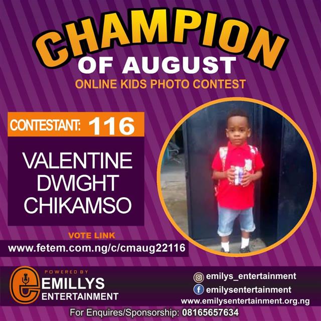 Vote VALENTINE	DWIGHT CHIKAMSO in CHAMPION OF AUGUST 2022 Voting Contest @ Fetem.com.ng