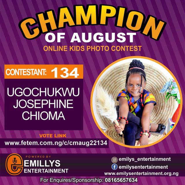 Vote UGOCHUKWU	JOSEPHINE CHIOMA in CHAMPION OF AUGUST 2022 Voting Contest @ Fetem.com.ng