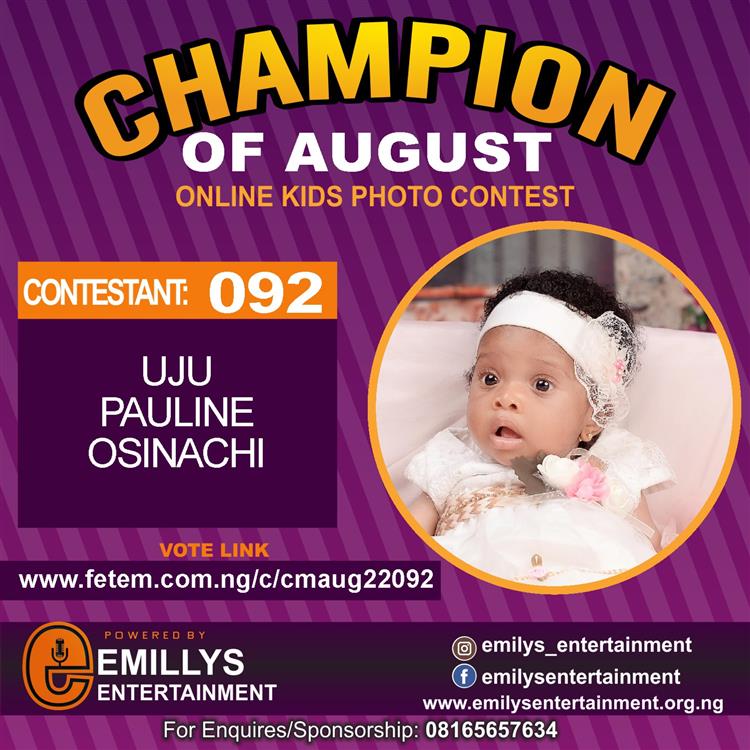 Vote UJU	PAULINE OSINACHI in CHAMPION OF AUGUST 2022 Voting Contest @ Fetem.com.ng