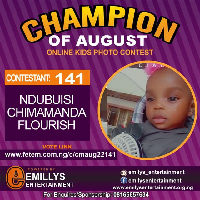 Vote NDUBUISI	CHIMAMANDA FLOURISH in CHAMPION OF AUGUST 2022 Voting Contest @ Fetem.com.ng