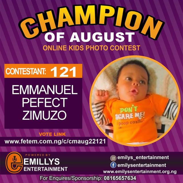 Vote EMMANUEL	PEFECT ZIMUZO in CHAMPION OF AUGUST 2022 Voting Contest @ Fetem.com.ng