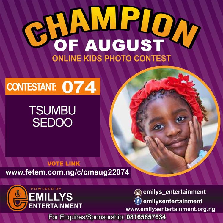 Vote TSUMBU SEDOO in CHAMPION OF AUGUST 2022 Voting Contest @ Fetem.com.ng