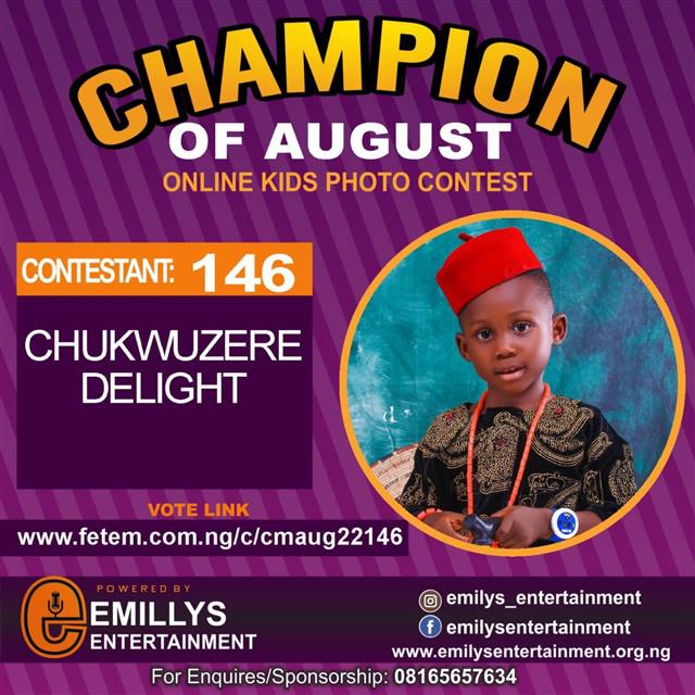 Vote CHUKWUZERE DELIGHT in CHAMPION OF AUGUST 2022 Voting Contest @ Fetem.com.ng