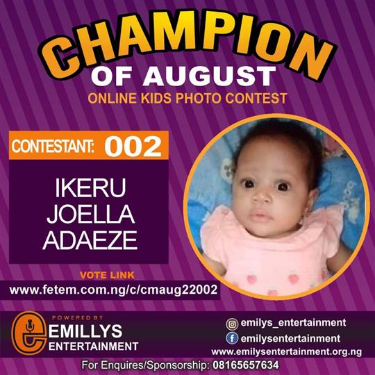 Vote IKERU	JOELLA ADAEZE in CHAMPION OF AUGUST 2022 Voting Contest @ Fetem.com.ng