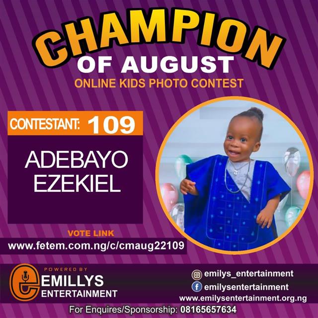 Vote ADEBAYO EZEKIEL in CHAMPION OF AUGUST 2022 Voting Contest @ Fetem.com.ng