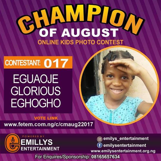 Vote EGUAOJE	GLORIOUS EGHOGHO in CHAMPION OF AUGUST 2022 Voting Contest @ Fetem.com.ng