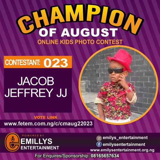 Vote JACOB JJ	 JEFFREY in CHAMPION OF AUGUST 2022 Voting Contest @ Fetem.com.ng