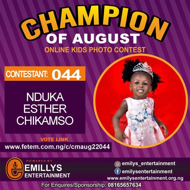 Vote NDUKA	ESTHER CHIKAMSO in CHAMPION OF AUGUST 2022 Voting Contest @ Fetem.com.ng